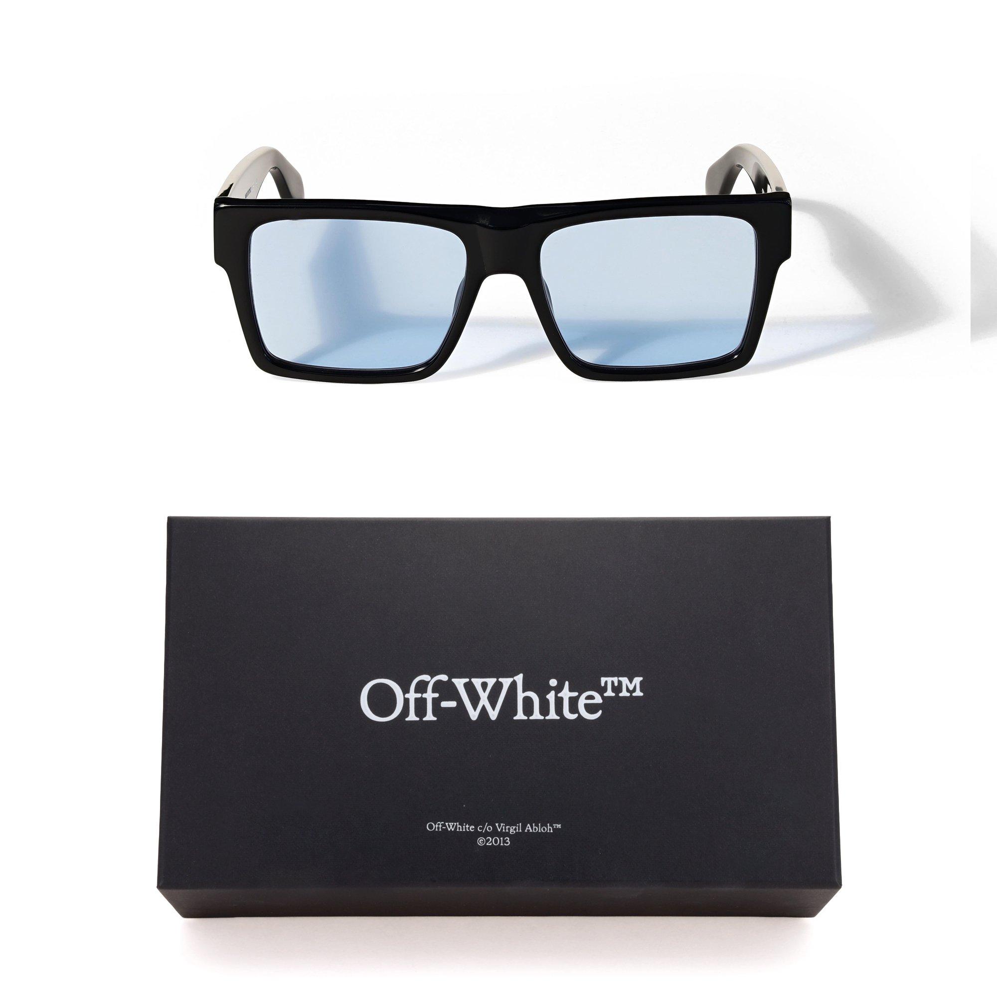Black/Blue Lens - Off White - Men's Casper Wayfarer Sunglasses - 3