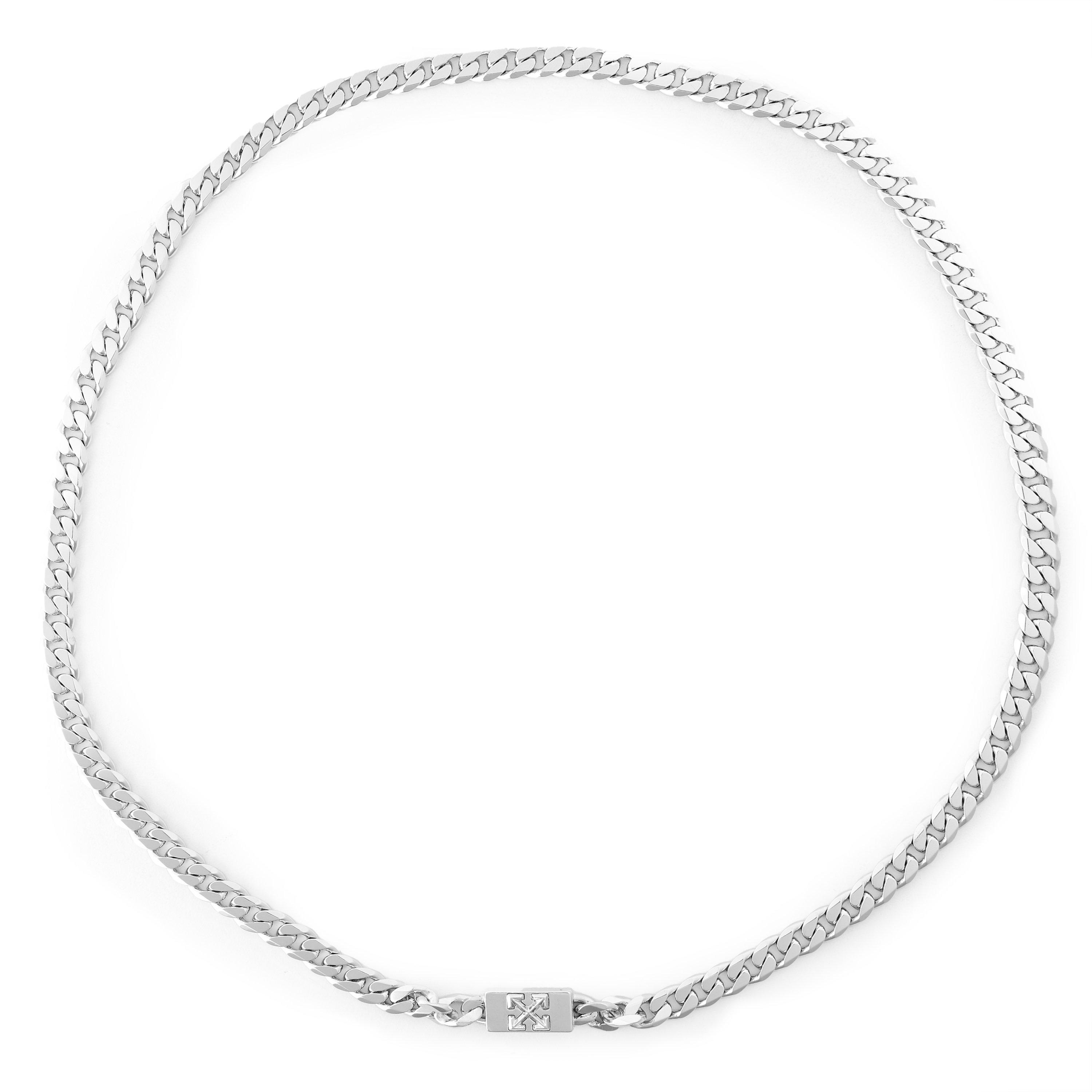 Silver - Off White - Men's Cuban Chain Necklace - 2