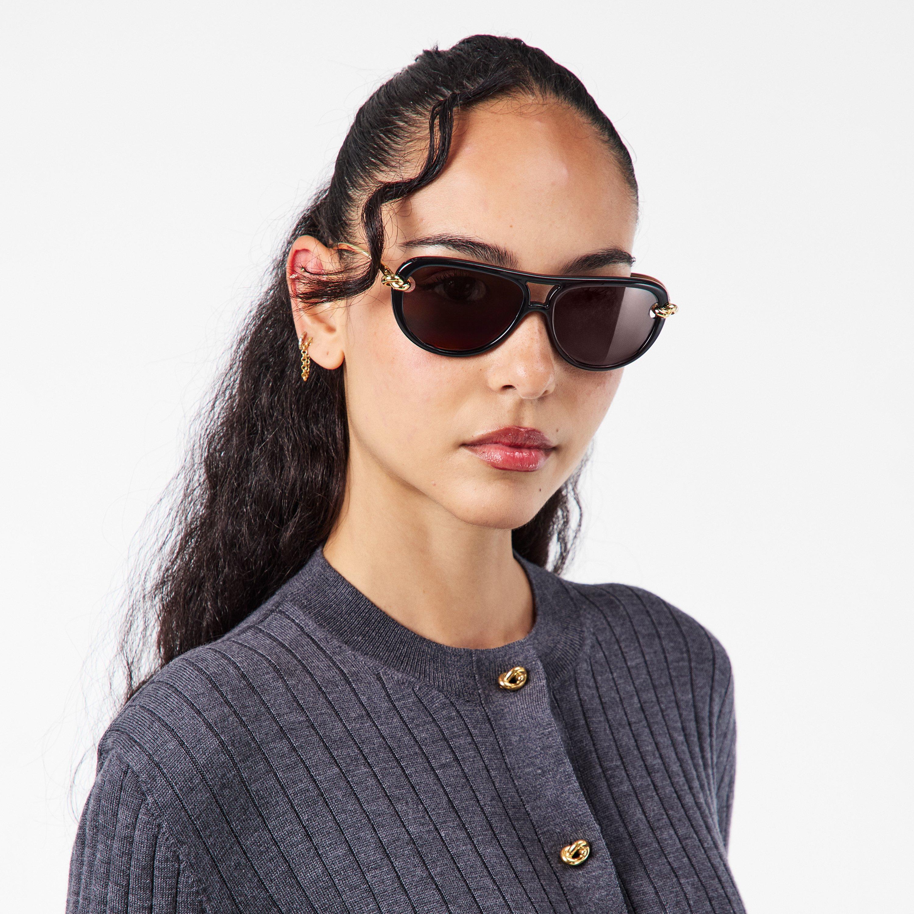 Black/Grey - Bottega Veneta - Women's Aviator Sunglasses - 3