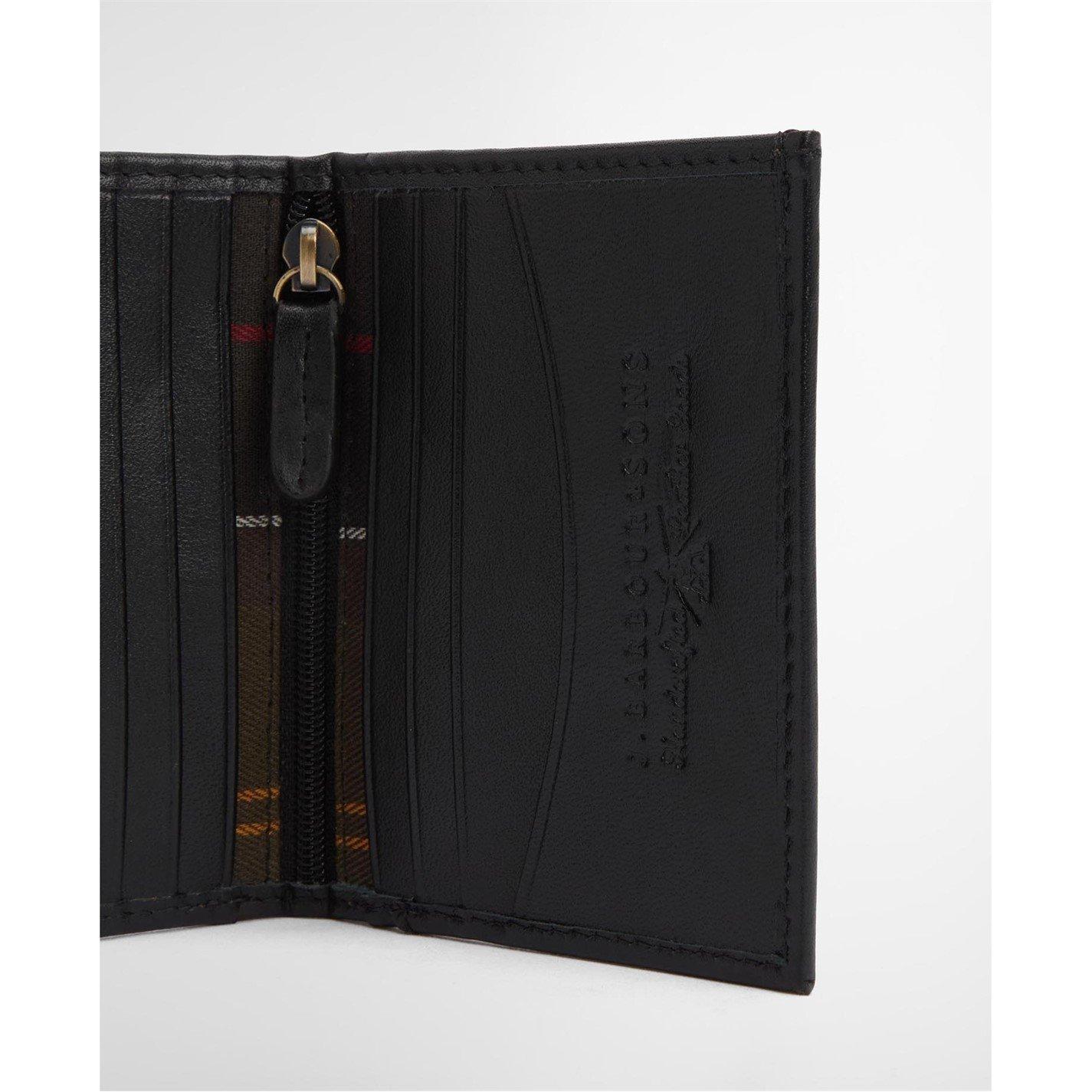 Black Tartan - Barbour - Brunton Leather Bi-Fold Wallet & Keyring Gift Set - 4