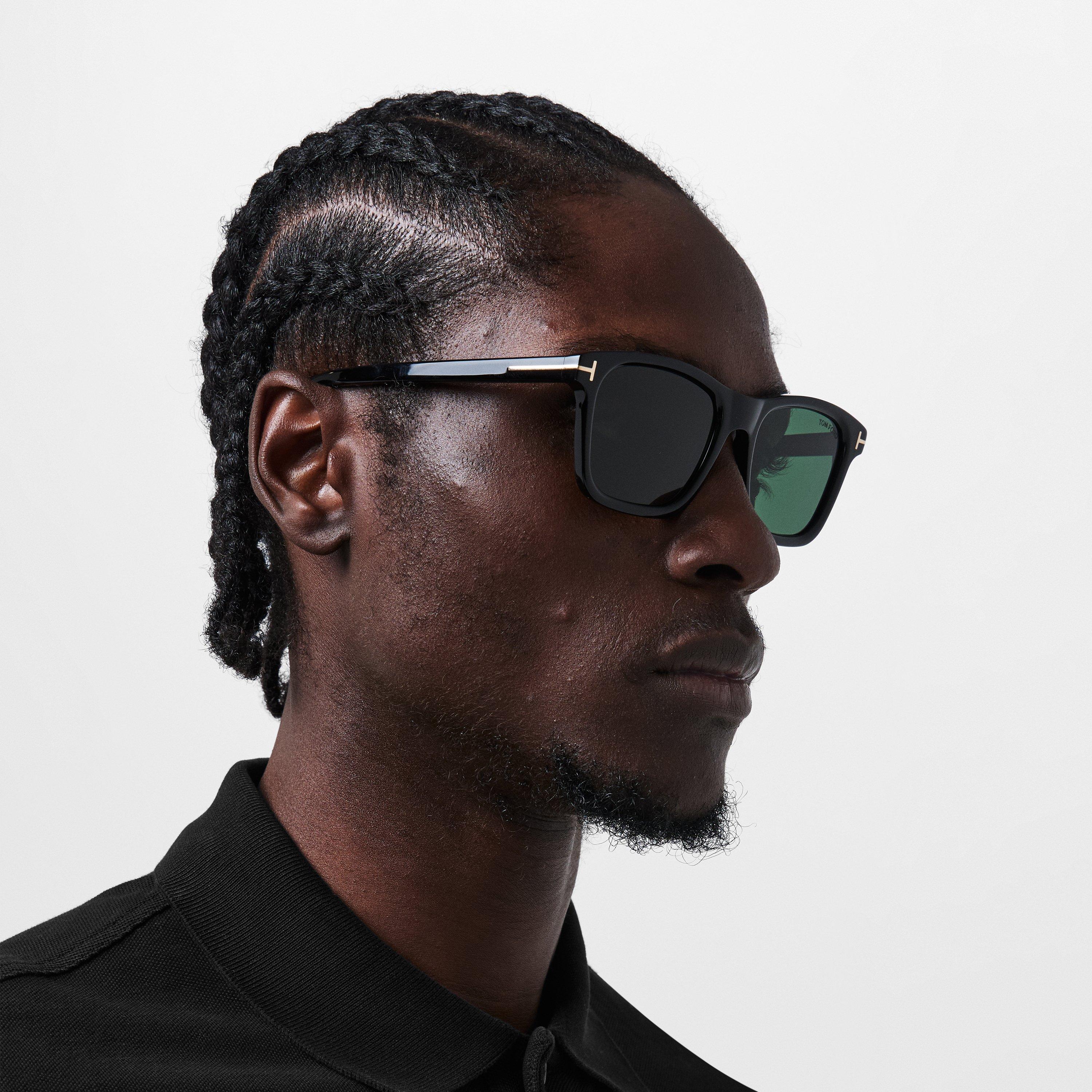 Shiny Black - Tom Ford - Men's Barron Wayfarer Sunglasses - 3