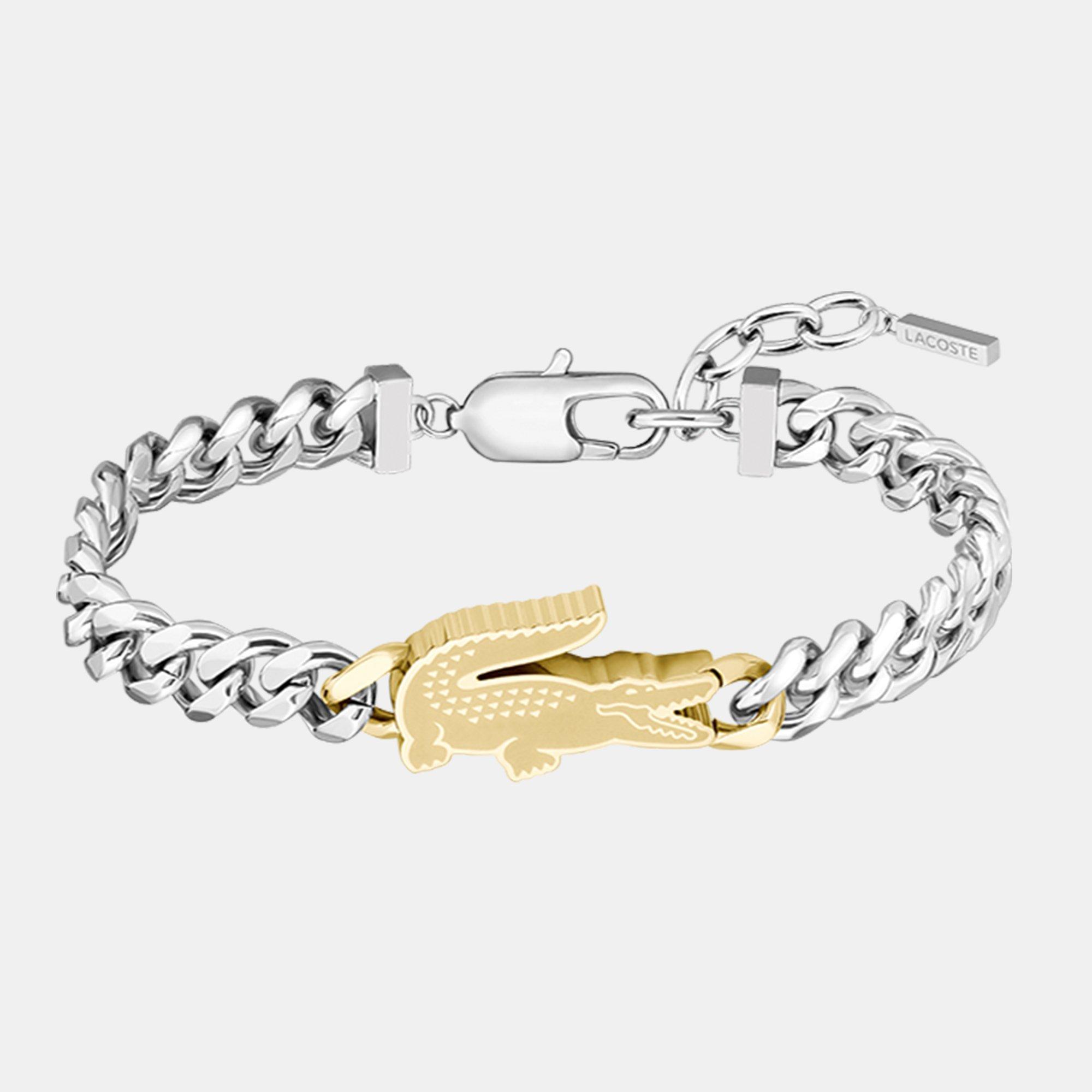 Lacoste Men's Arthor Crocodile Curb Chain Bracelet - Bi-Metal - 190mm