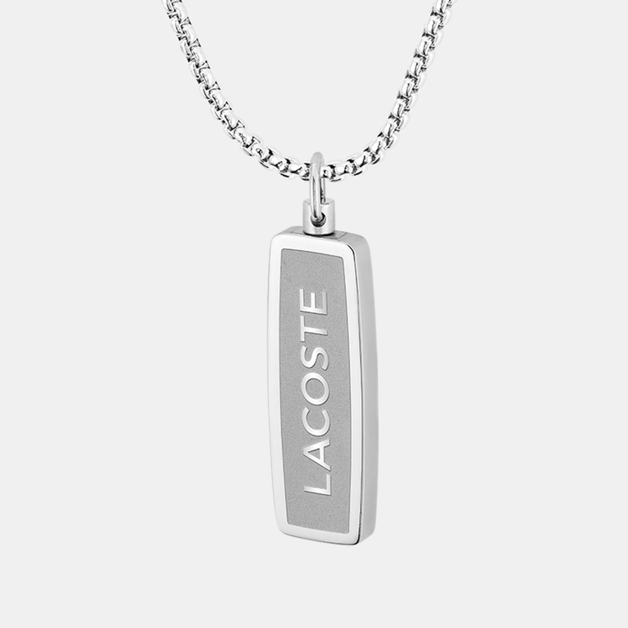 Silver - Lacoste - Lacoste Mens District  Reversible Pendant Necklace - 1