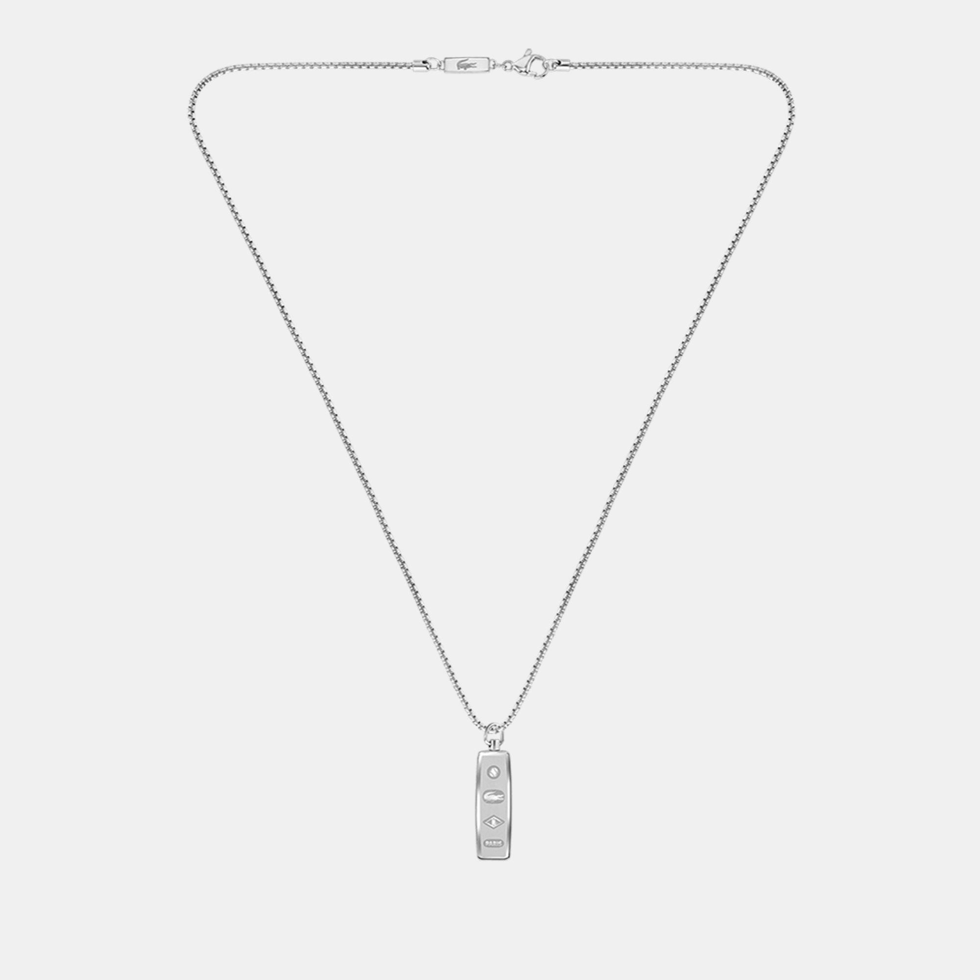 Silver - Lacoste - Lacoste Mens District  Reversible Pendant Necklace - 2