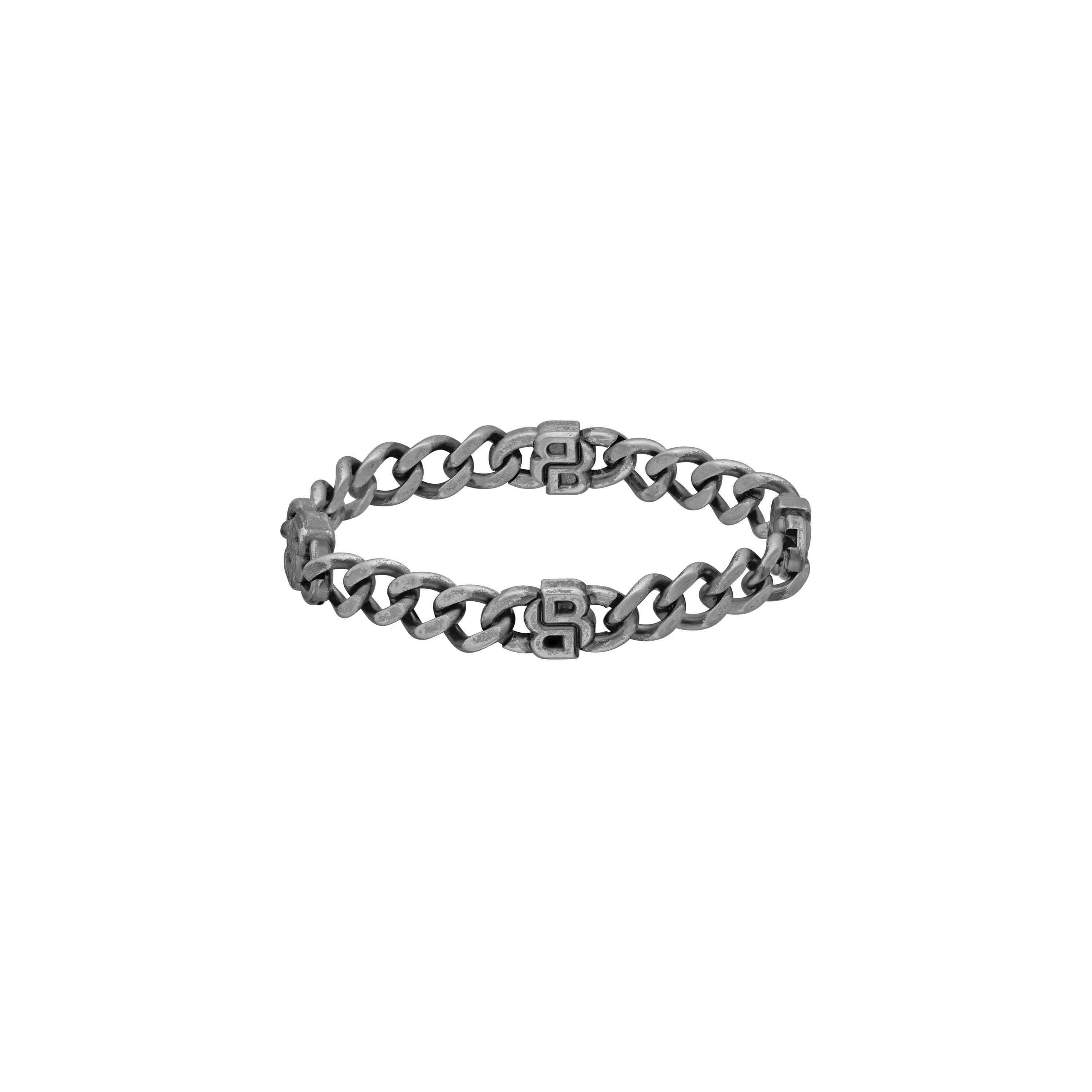 Boss Men's Double B Absolute 10Mm Antique Finish Magnetic Chain Bracelet - Grey