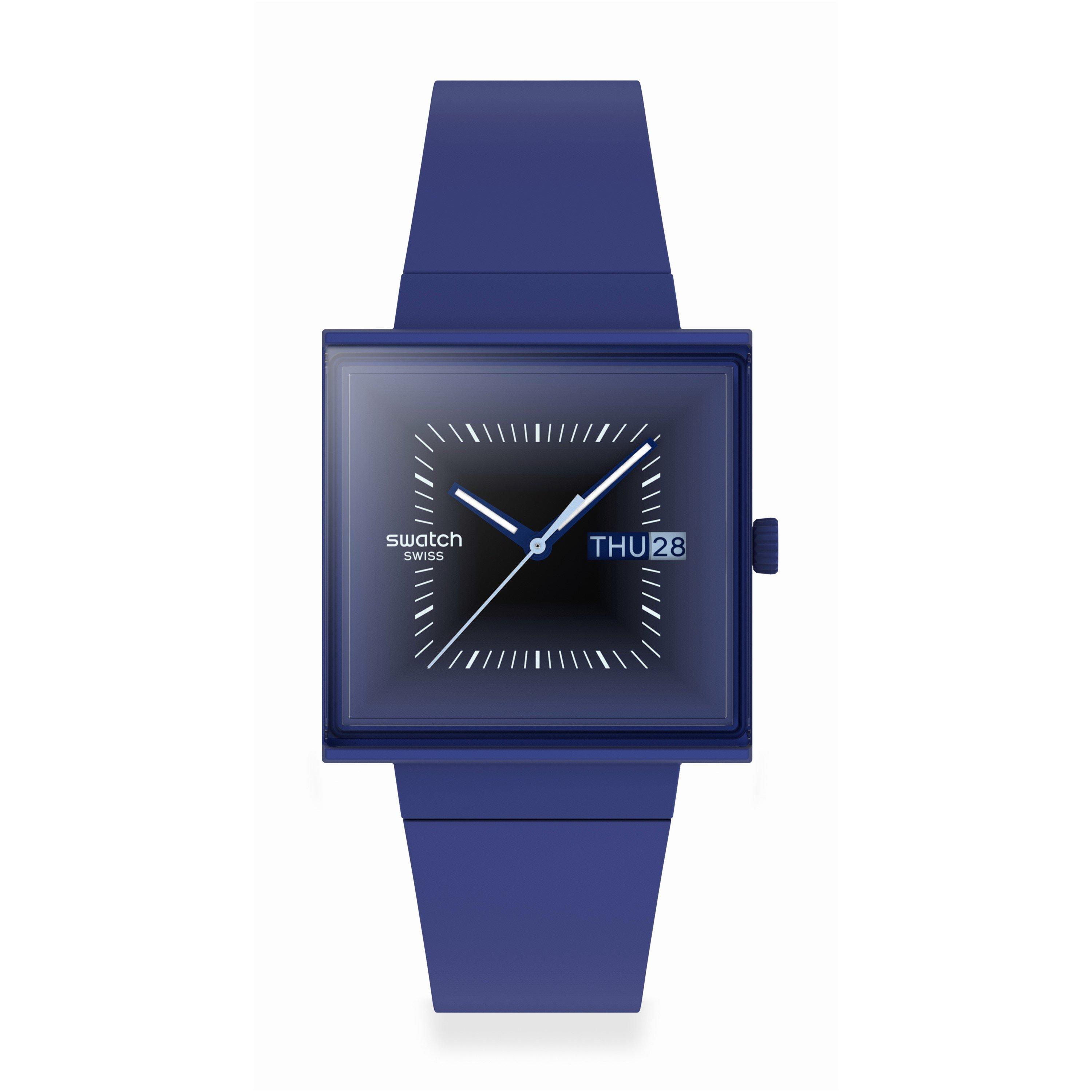 Swatch  Adults Squarely 53 Analogue Quartz Watch - Blue