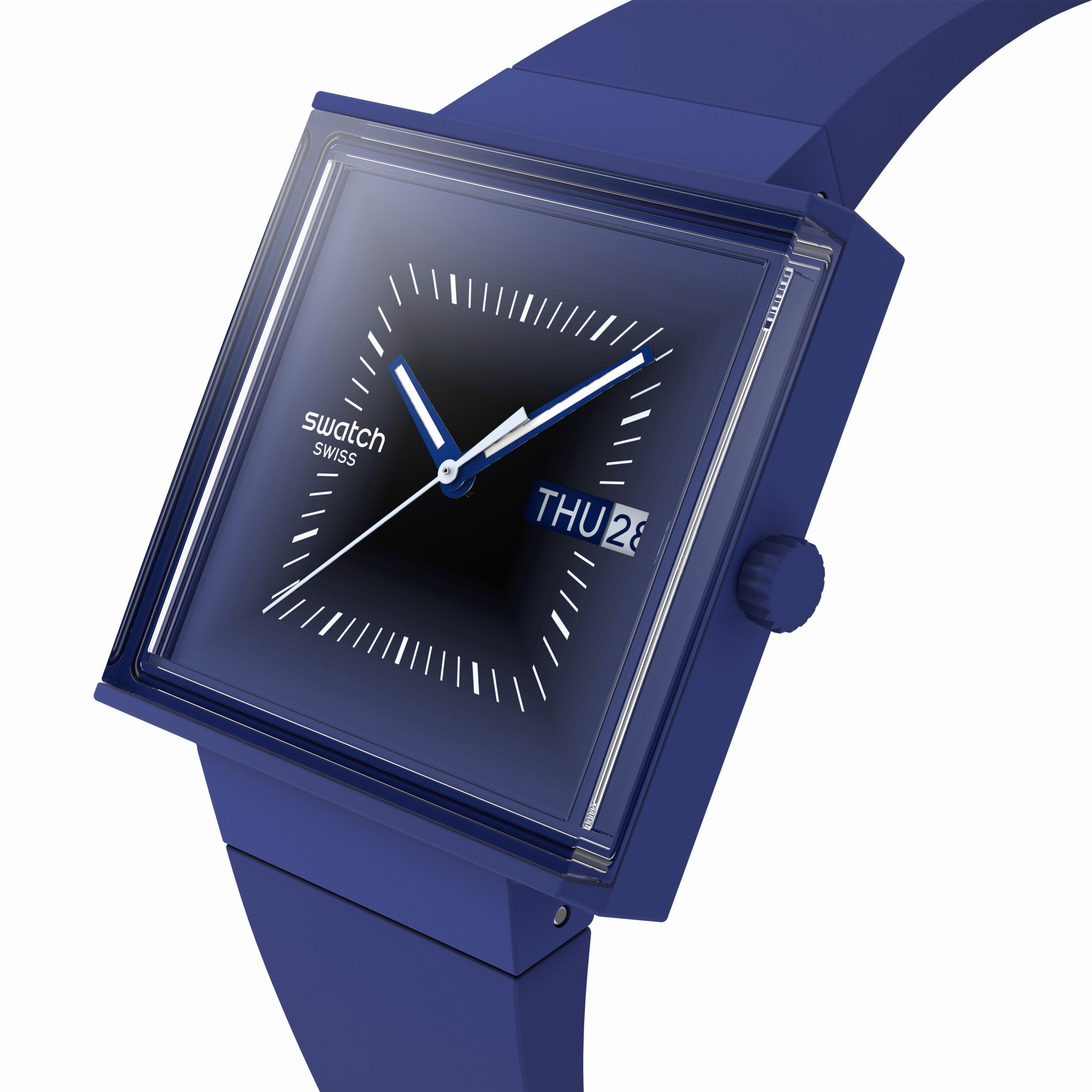Blue - Swatch - Unisex Adults Squarely 53 Analogue Quartz Watch - 3