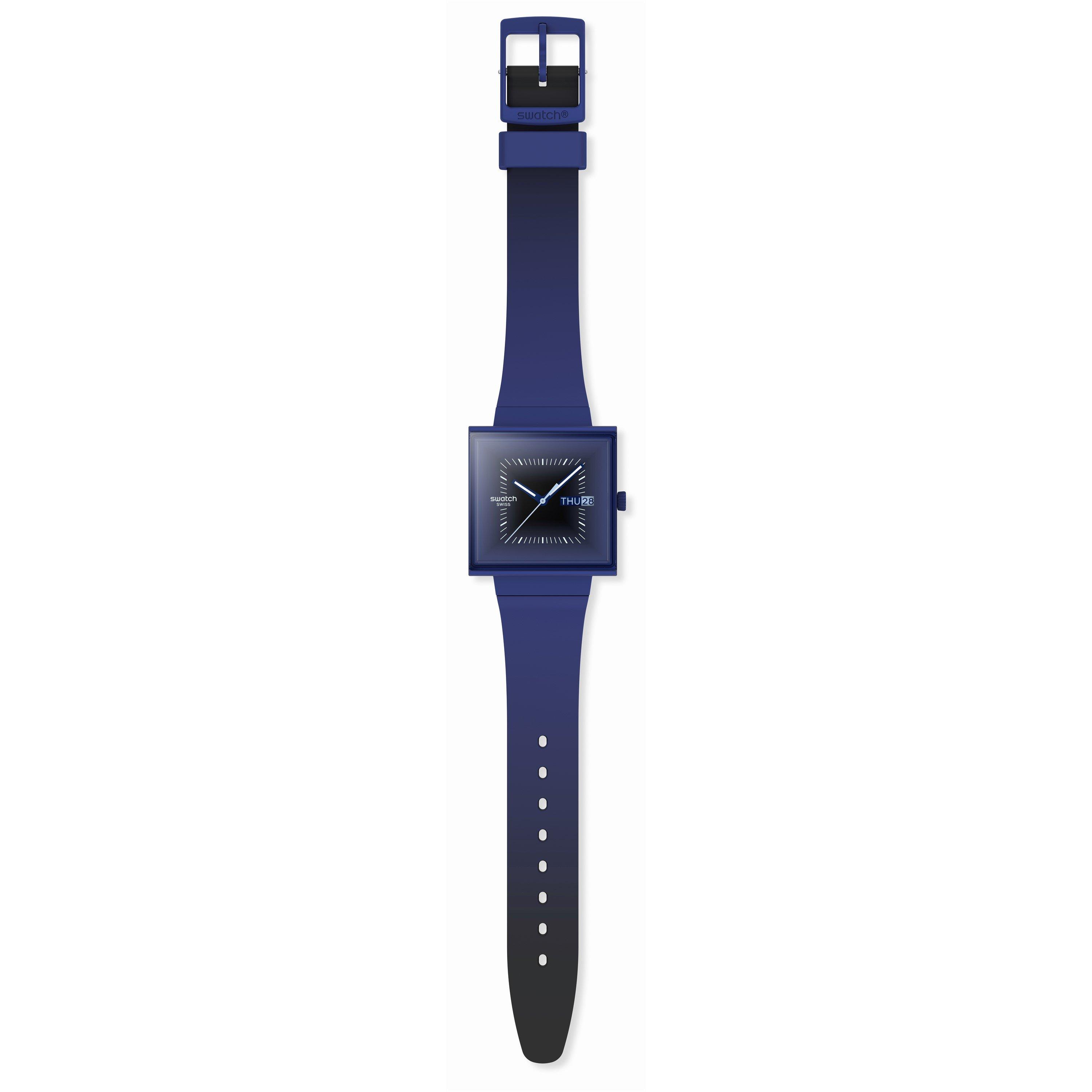 Blue - Swatch - Unisex Adults Squarely 53 Analogue Quartz Watch - 4