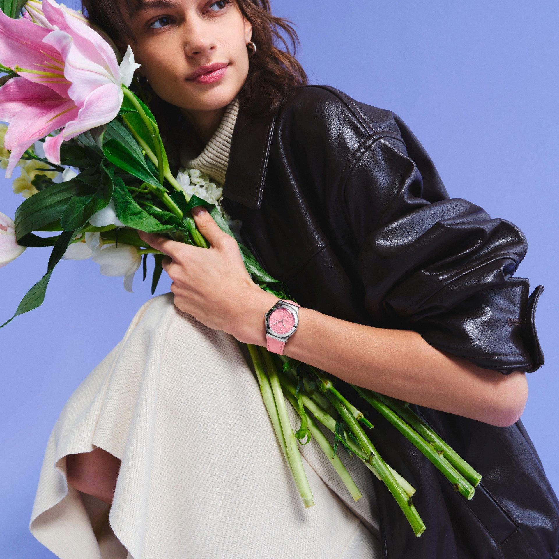 Pink - Swatch - Unisex Adults Pink Petal Analogue Quartz Watch - 2