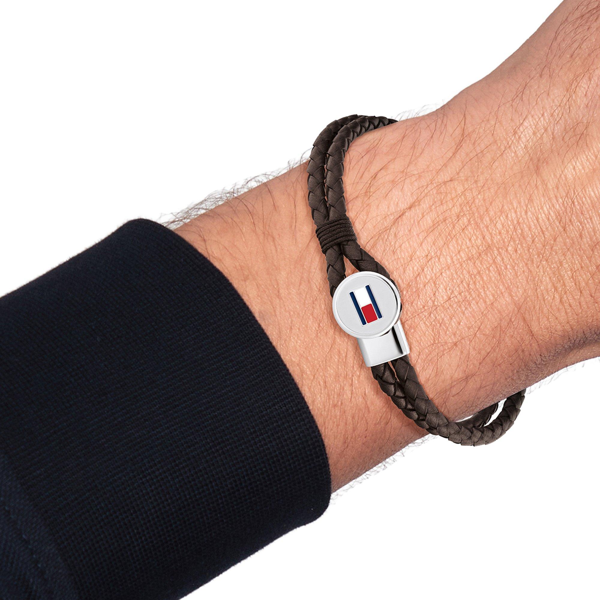 Brown - Tommy Hilfiger - Tommy Hilfiger Men’s Braided Leather Bracelet - 2