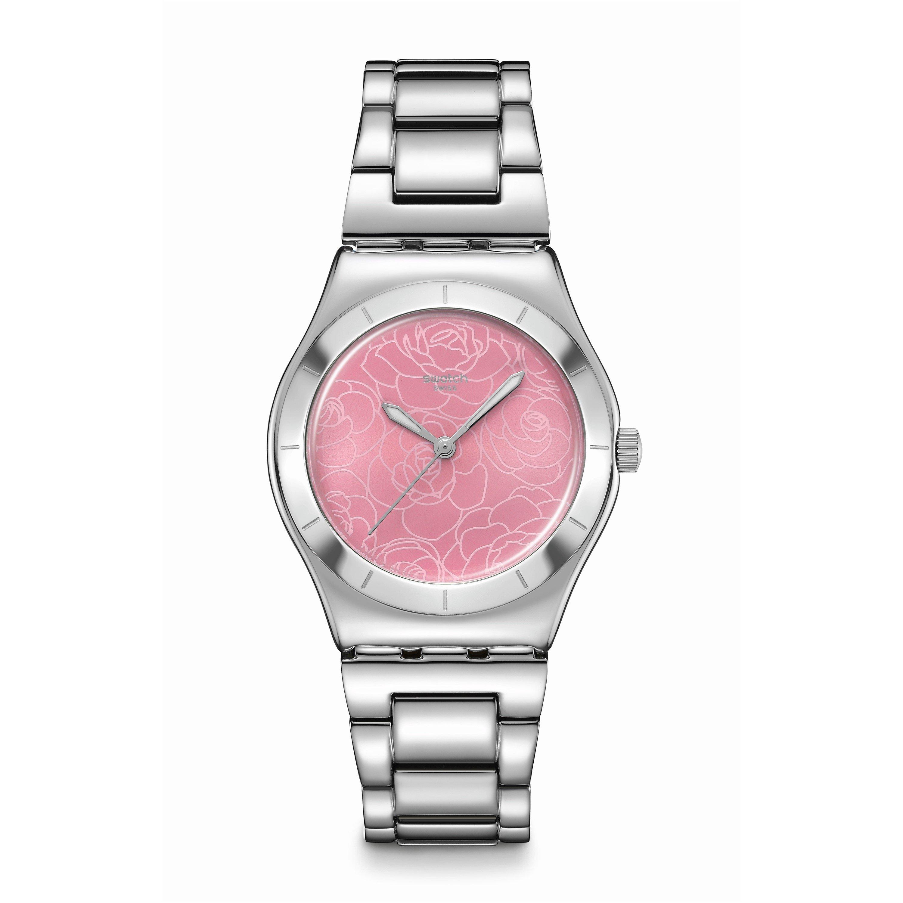 Swatch  Adults Petal Charm Analogue Quartz Watch - Pink