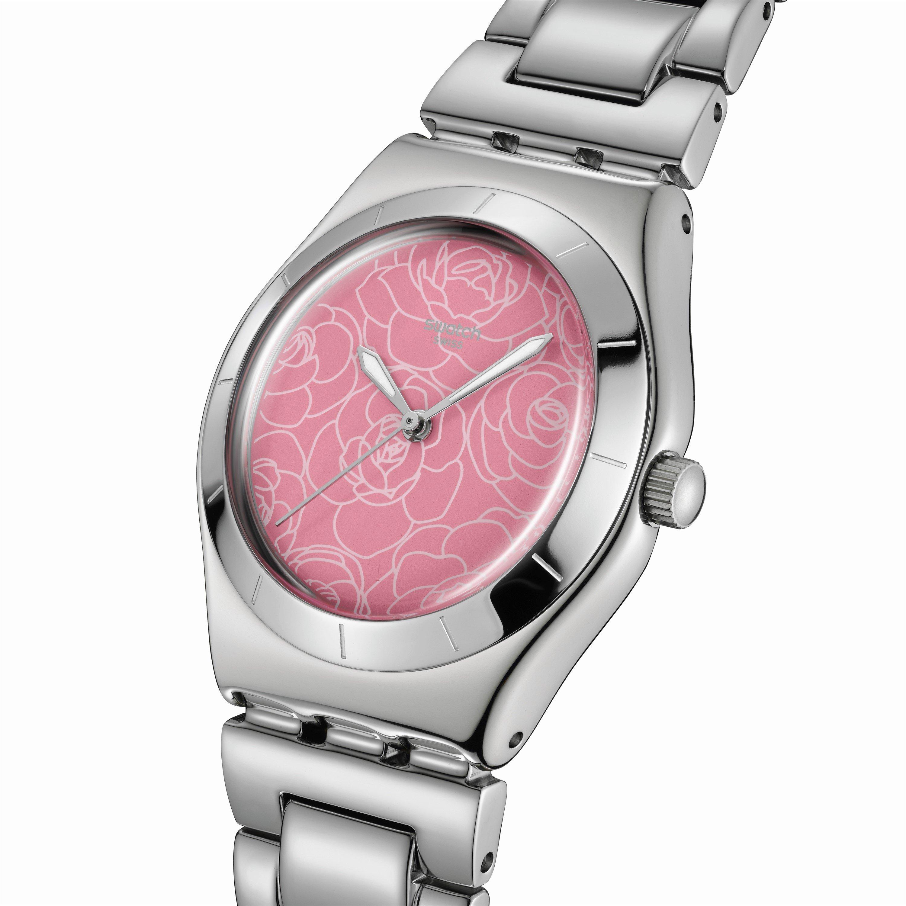 Pink - Swatch - Unisex Adults Petal Charm Analogue Quartz Watch - 3