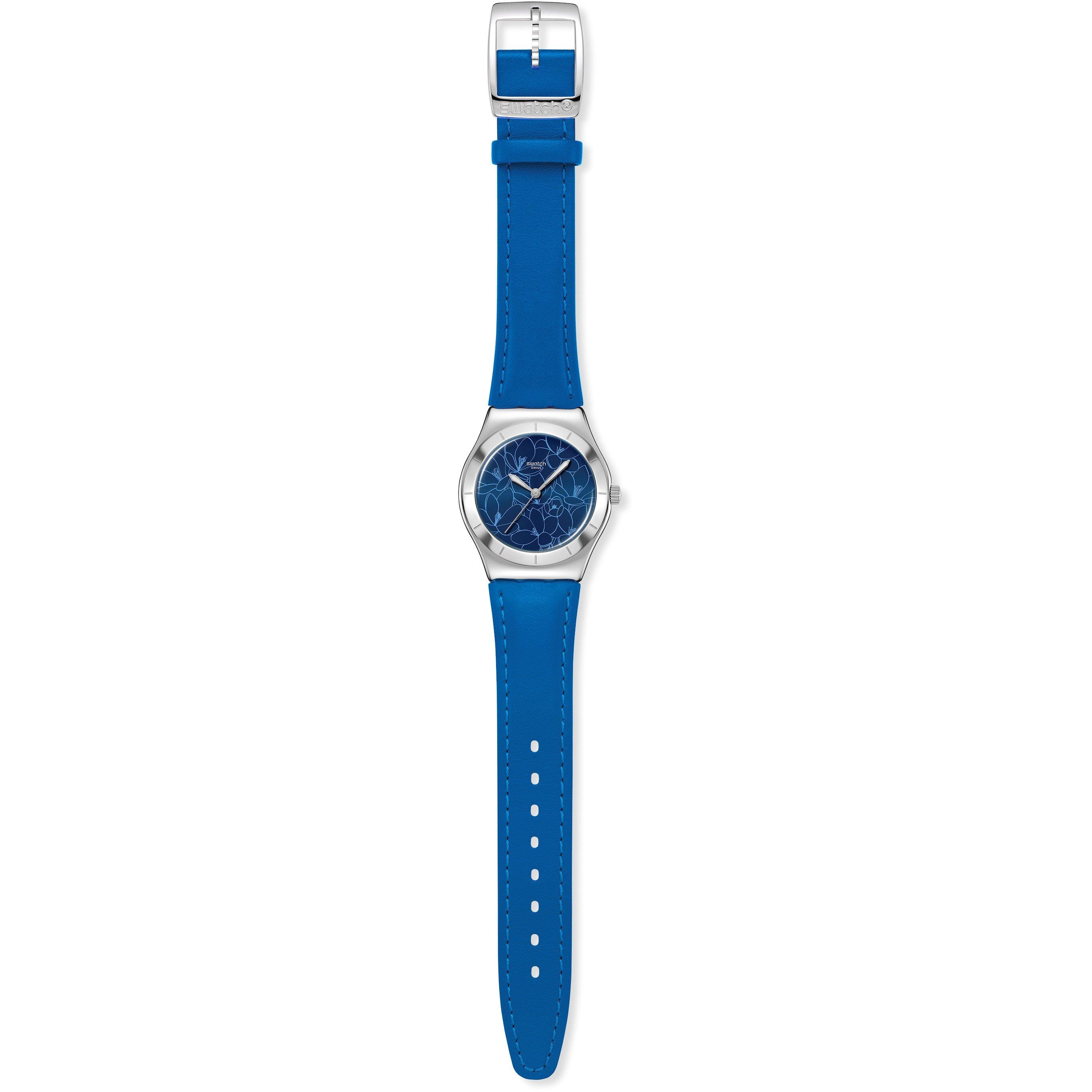Swatch  Adults Petal Analogue Quartz Watch Blue