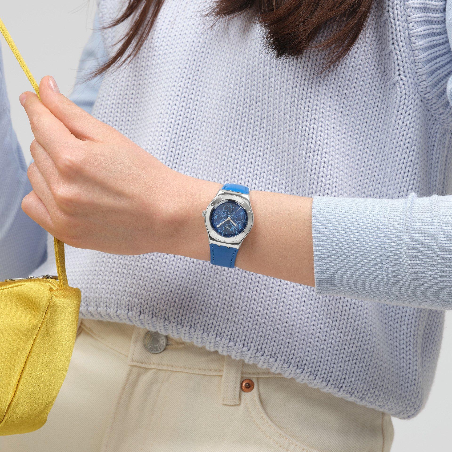 Blue - Swatch - Unisex Adults Blue Petal Analogue Quartz Watch - 2