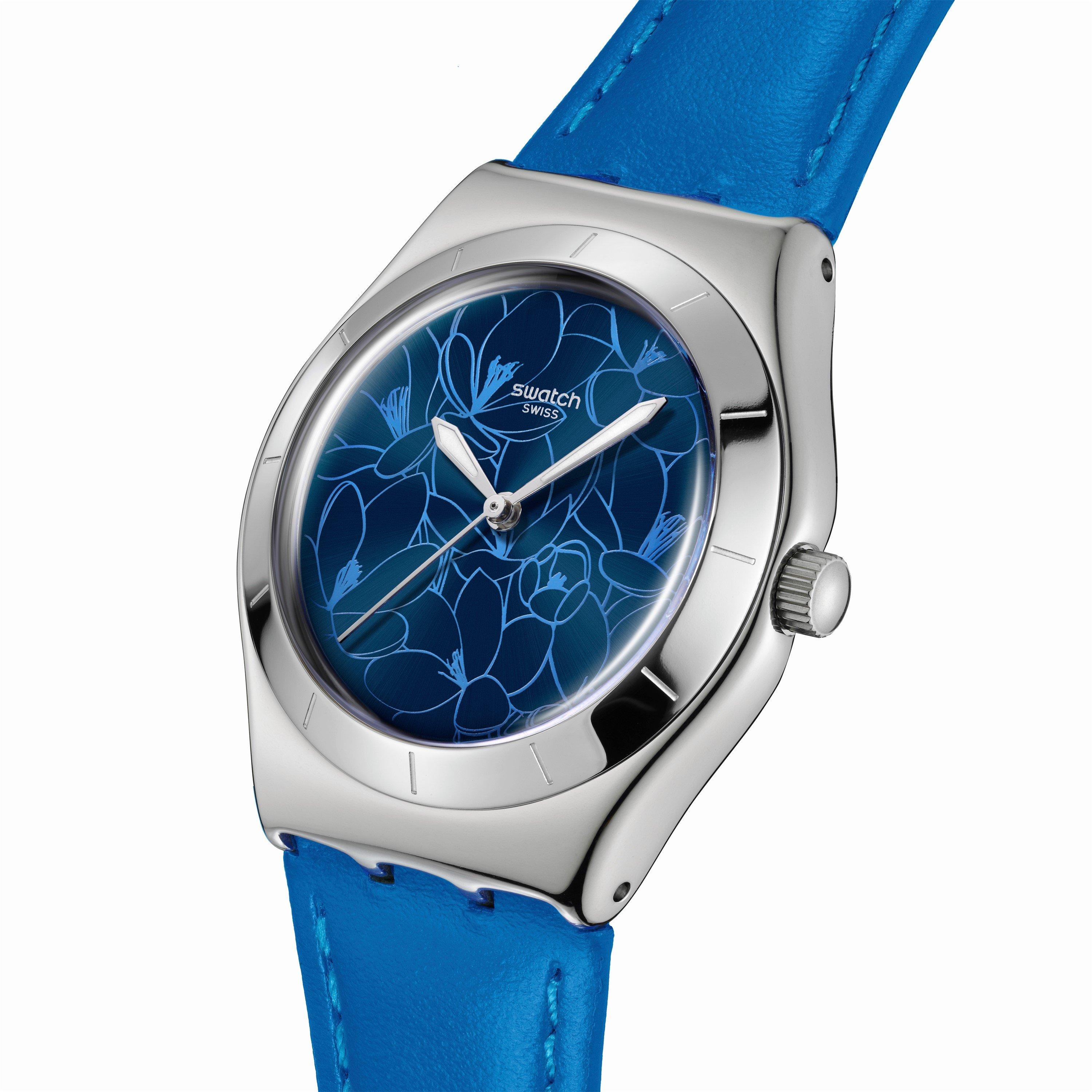 Blue - Swatch - Unisex Adults Blue Petal Analogue Quartz Watch - 3