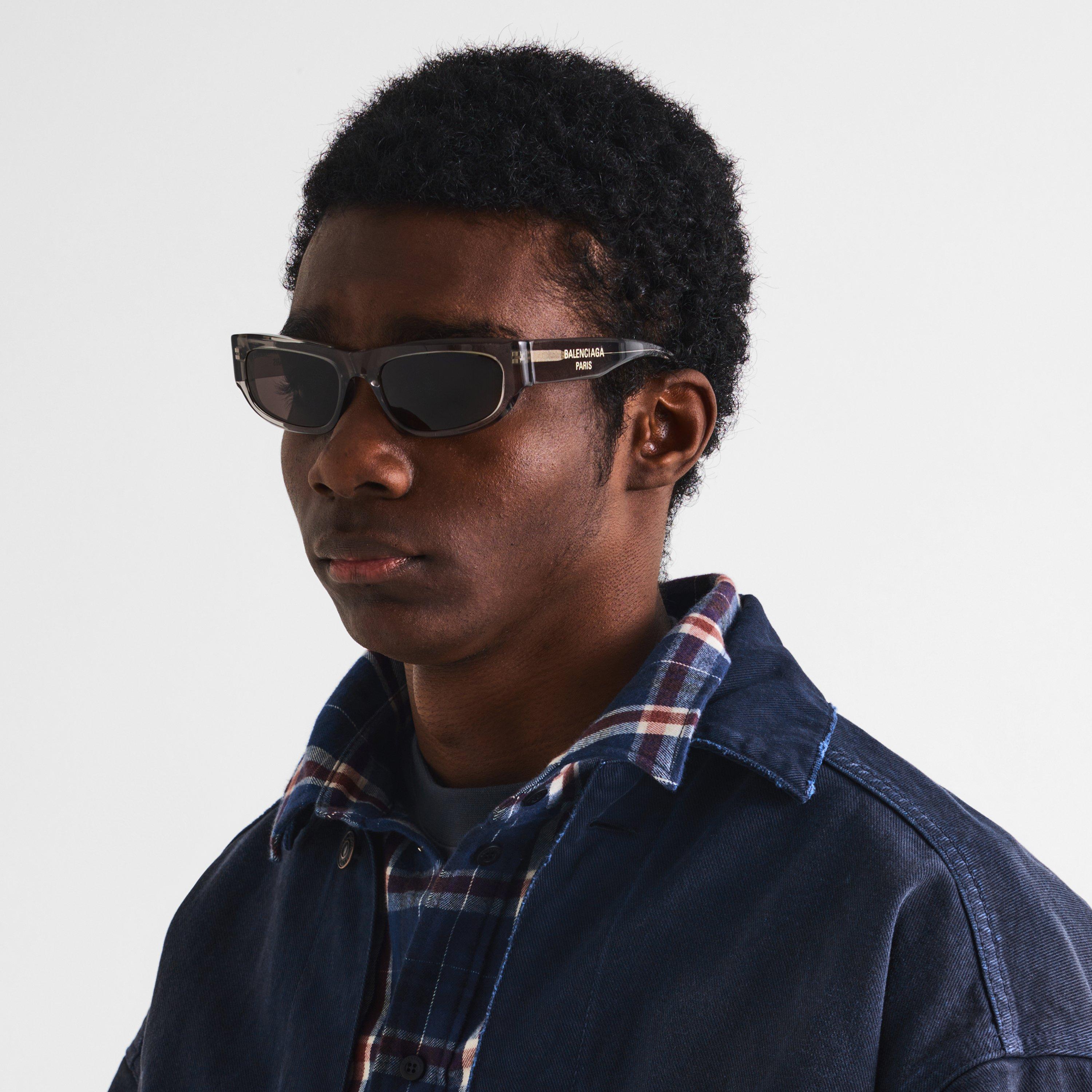 Grey - Balenciaga - Rectangle Sunglasses - 3