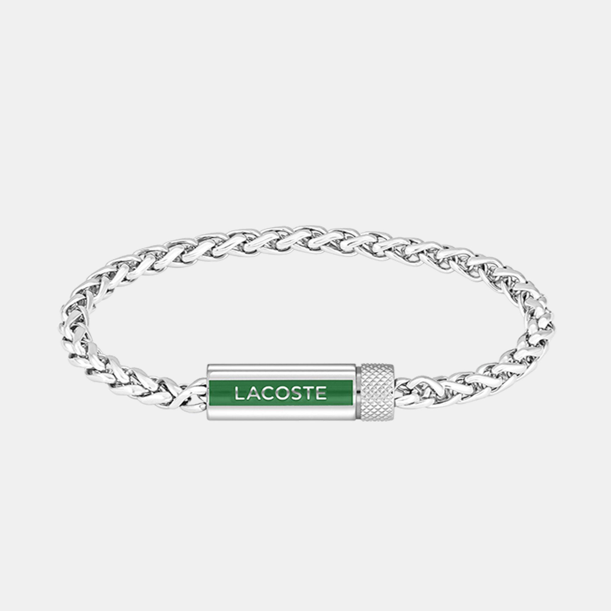 Lacoste Lacoste Mens Spelt Stainless Steel Bracelet - Silver