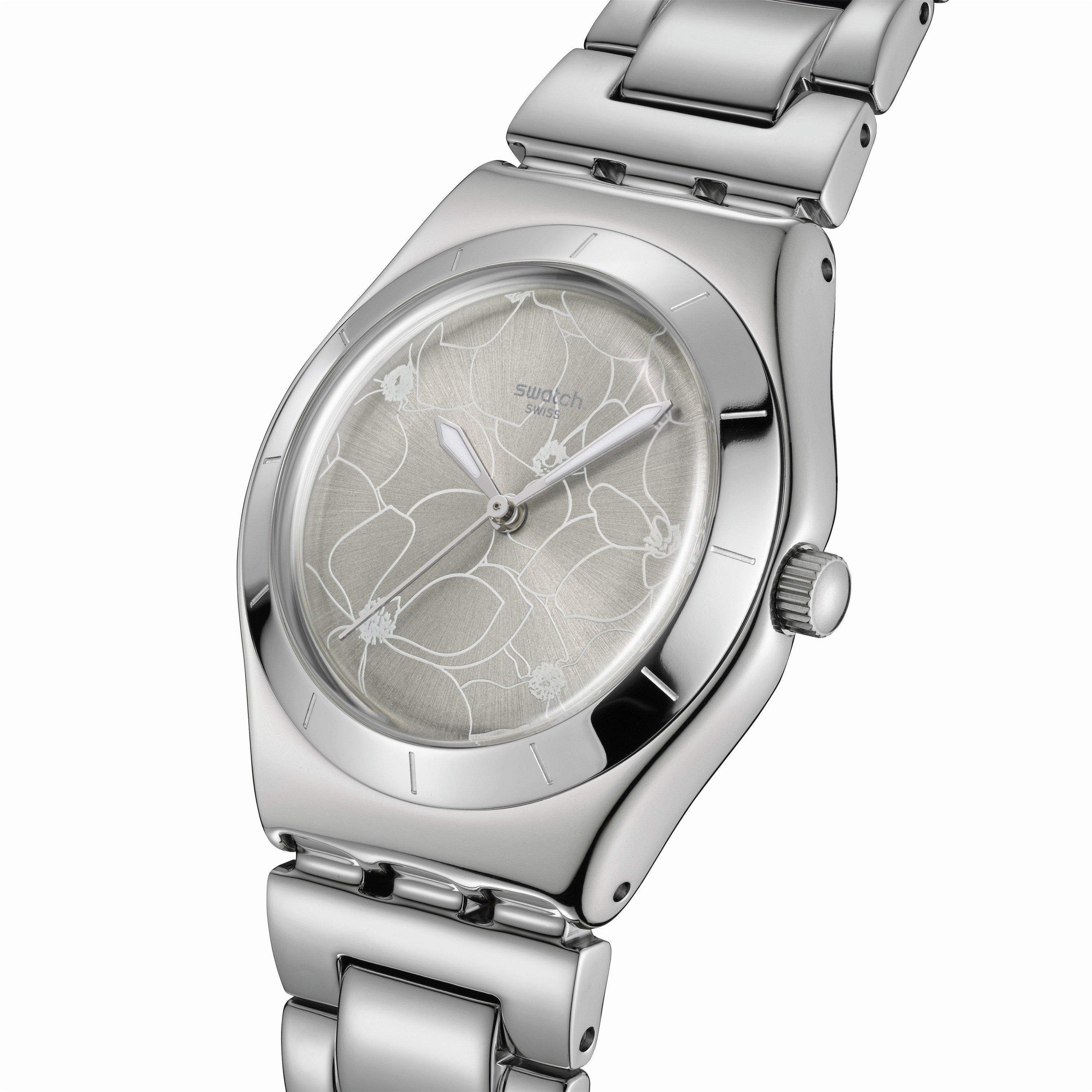 Silver - Swatch - Unisex Adults Petal Bliss 53 Analogue Quartz Watch - 3