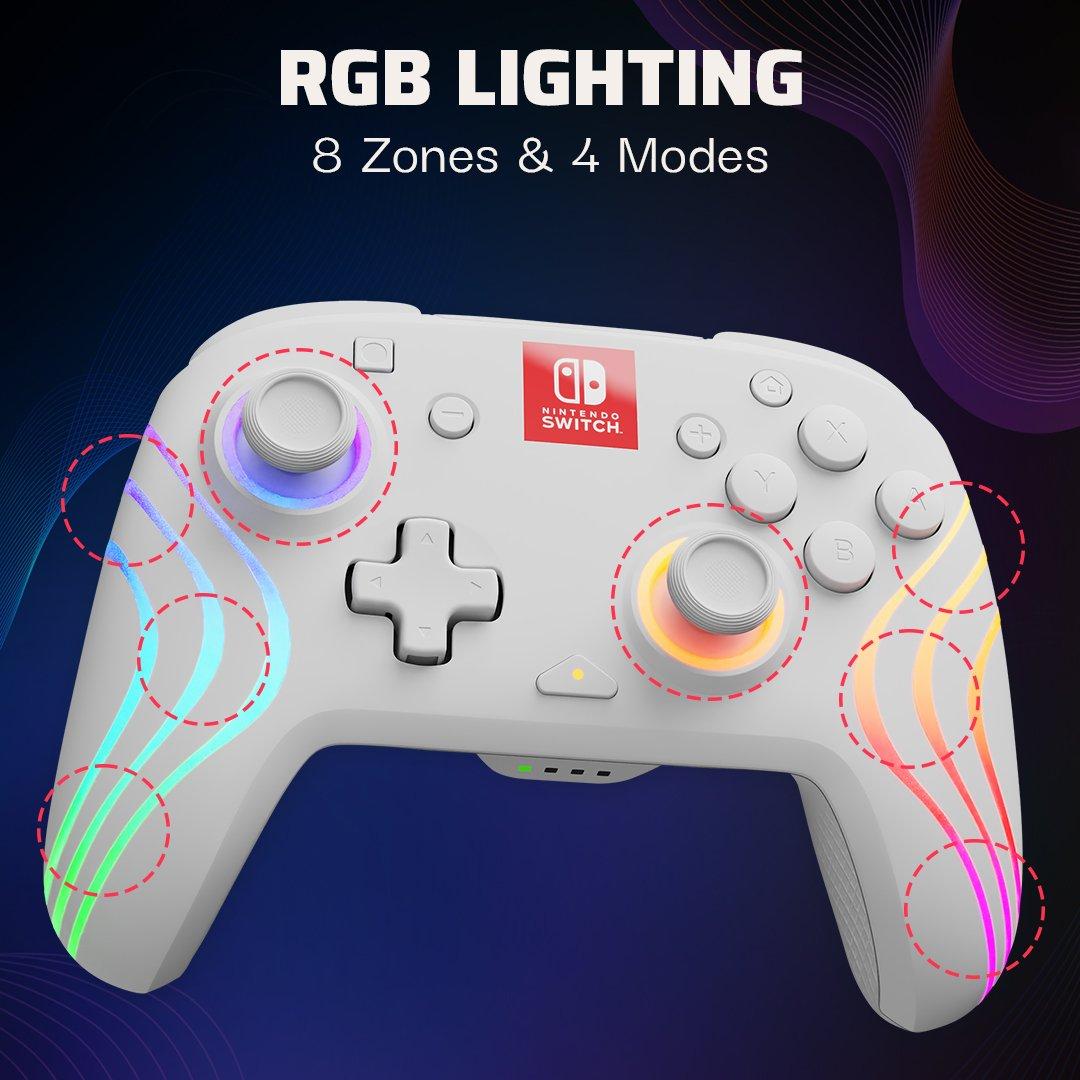 White - PDP - Afterglow™ Wave Nintendo Wireless Controller: White with Motion - 3