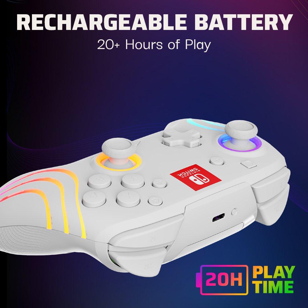 White - PDP - Afterglow™ Wave Nintendo Wireless Controller: White with Motion - 5