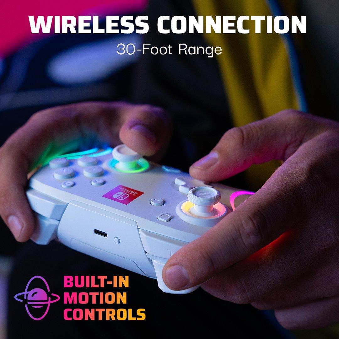 White - PDP - Afterglow™ Wave Nintendo Wireless Controller: White with Motion - 6