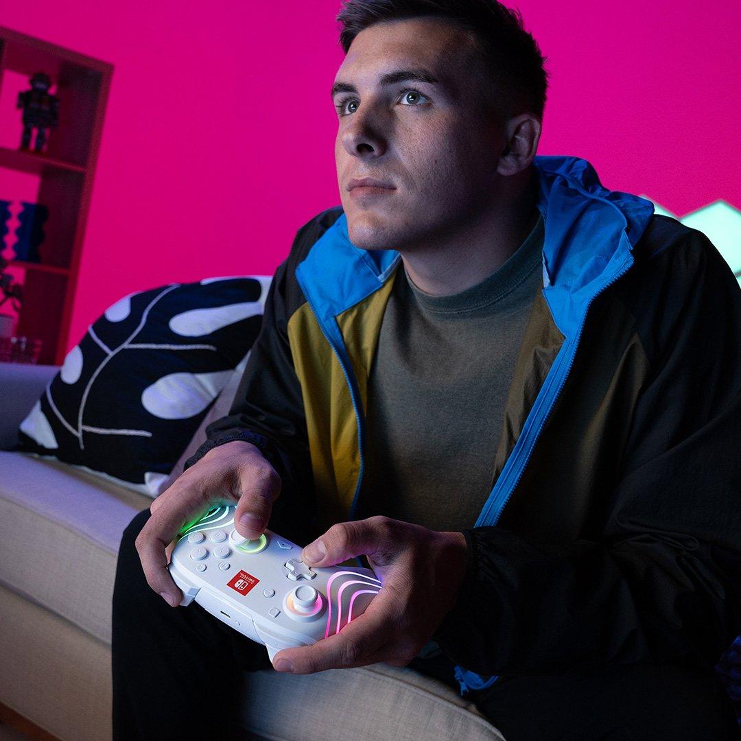 White - PDP - Afterglow™ Wave Nintendo Wireless Controller: White with Motion - 7