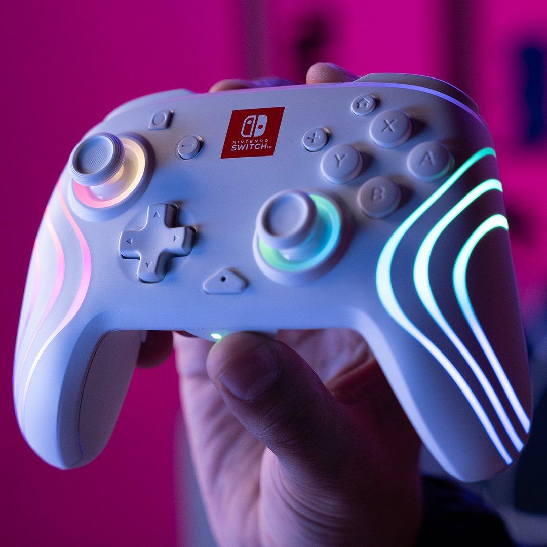 White - PDP - Afterglow™ Wave Nintendo Wireless Controller: White with Motion - 8