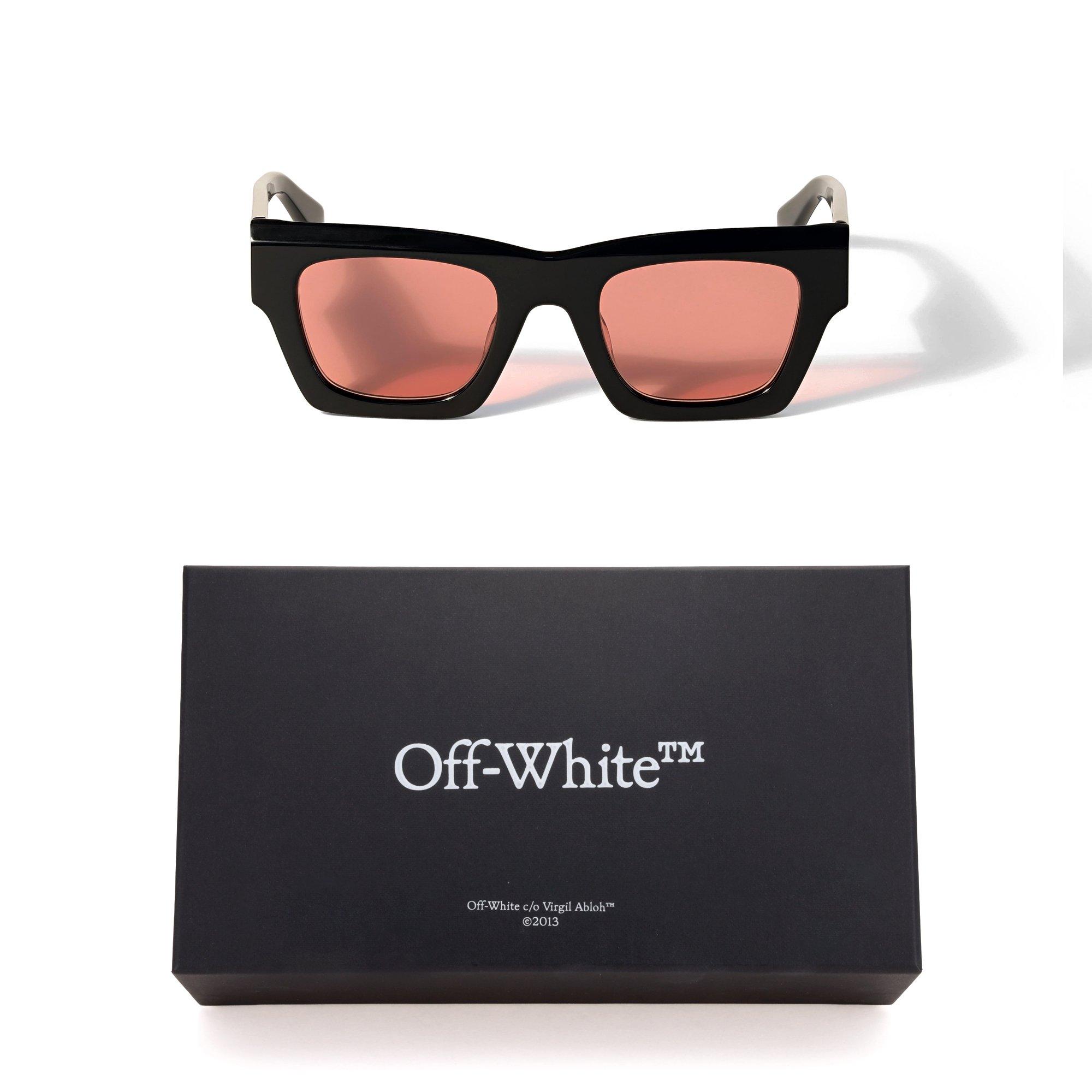 Black/Red Lens - Off White - Men's OW1006102550 Davie Wayfarer Sunglasses - 3