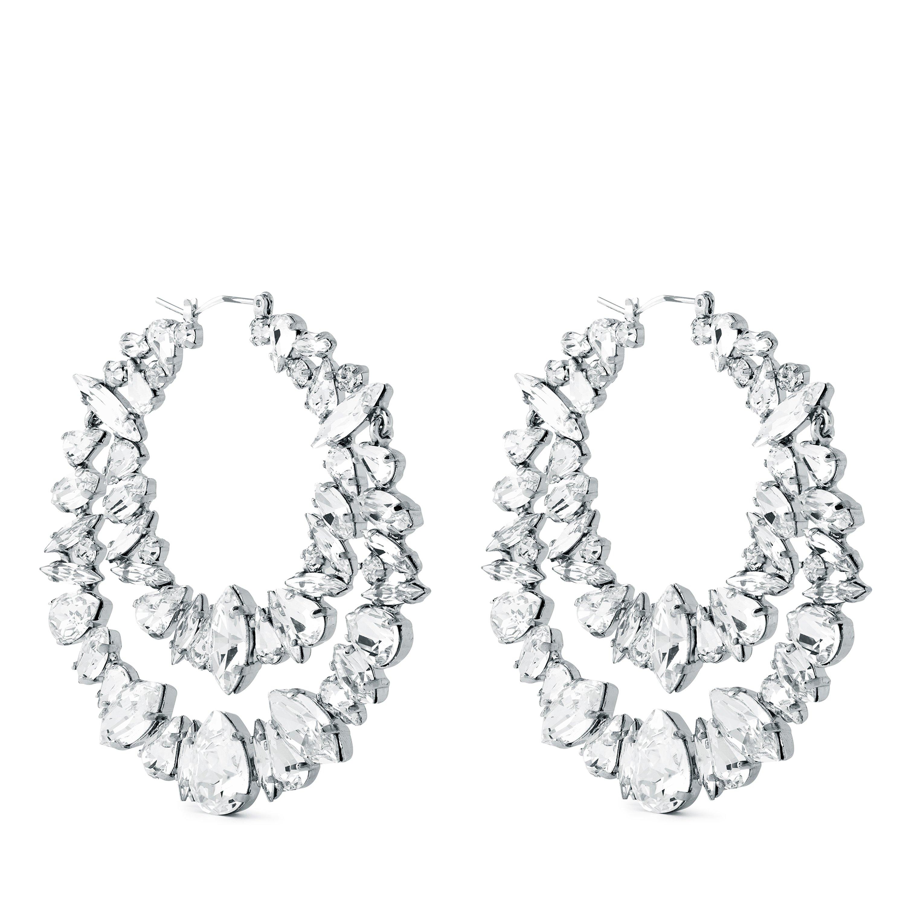 Saint Laurent Crystal Double Hoop Earrings