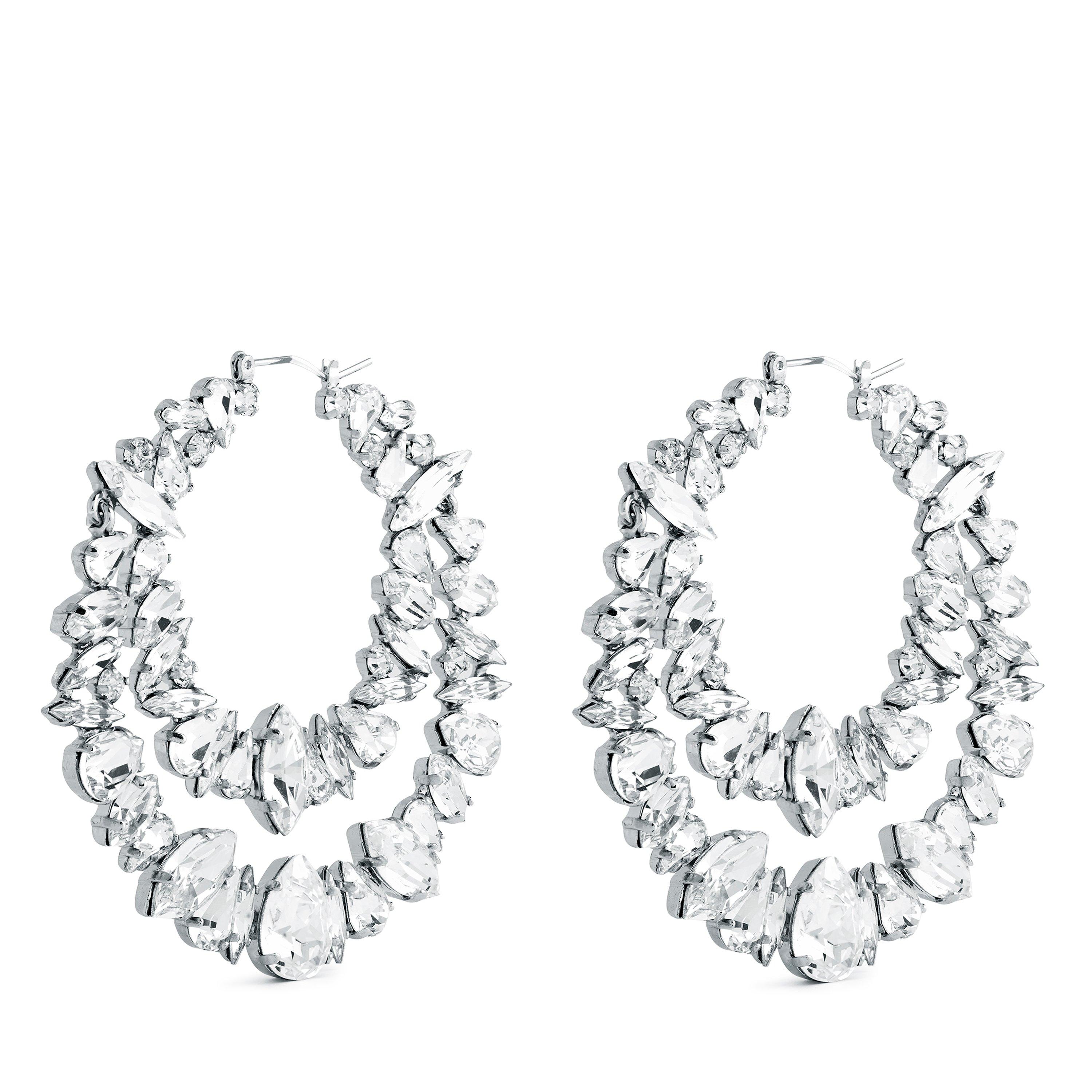 Palladium - Saint Laurent - Crystal Double Hoop Earrings - 2