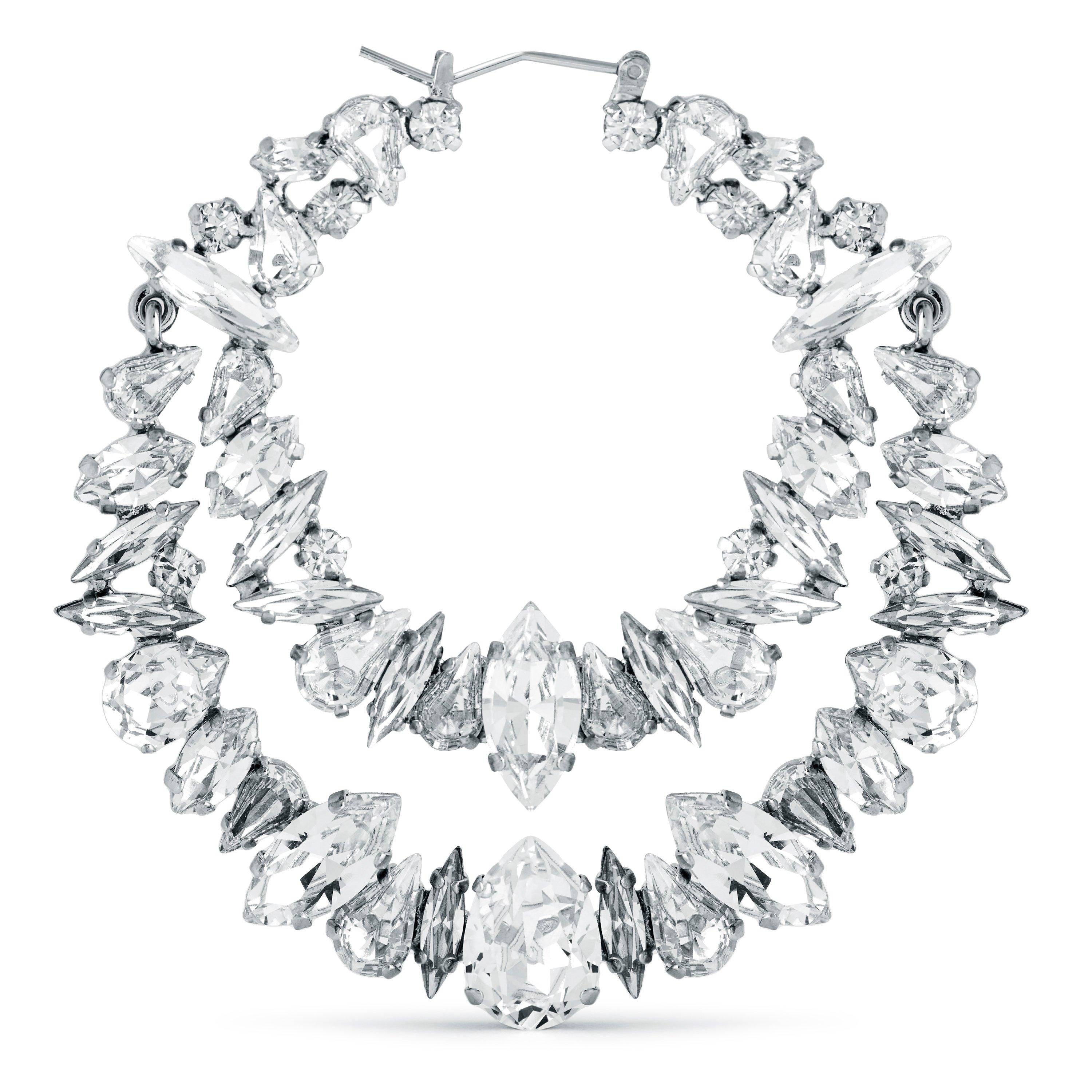 Palladium - Saint Laurent - Crystal Double Hoop Earrings - 3