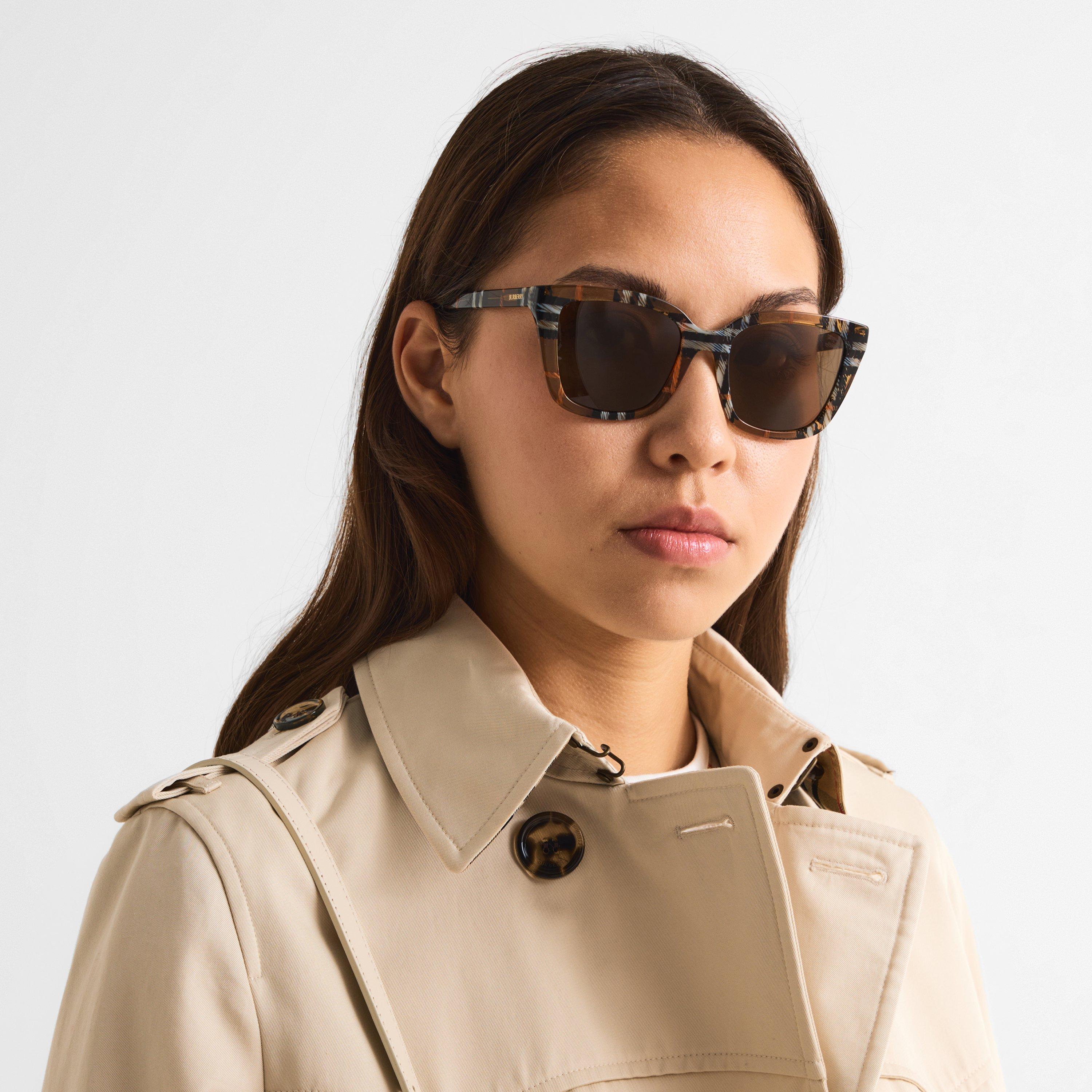 Sand/Brown - Burberry - Women's Cat Eye Sunglasses - 3
