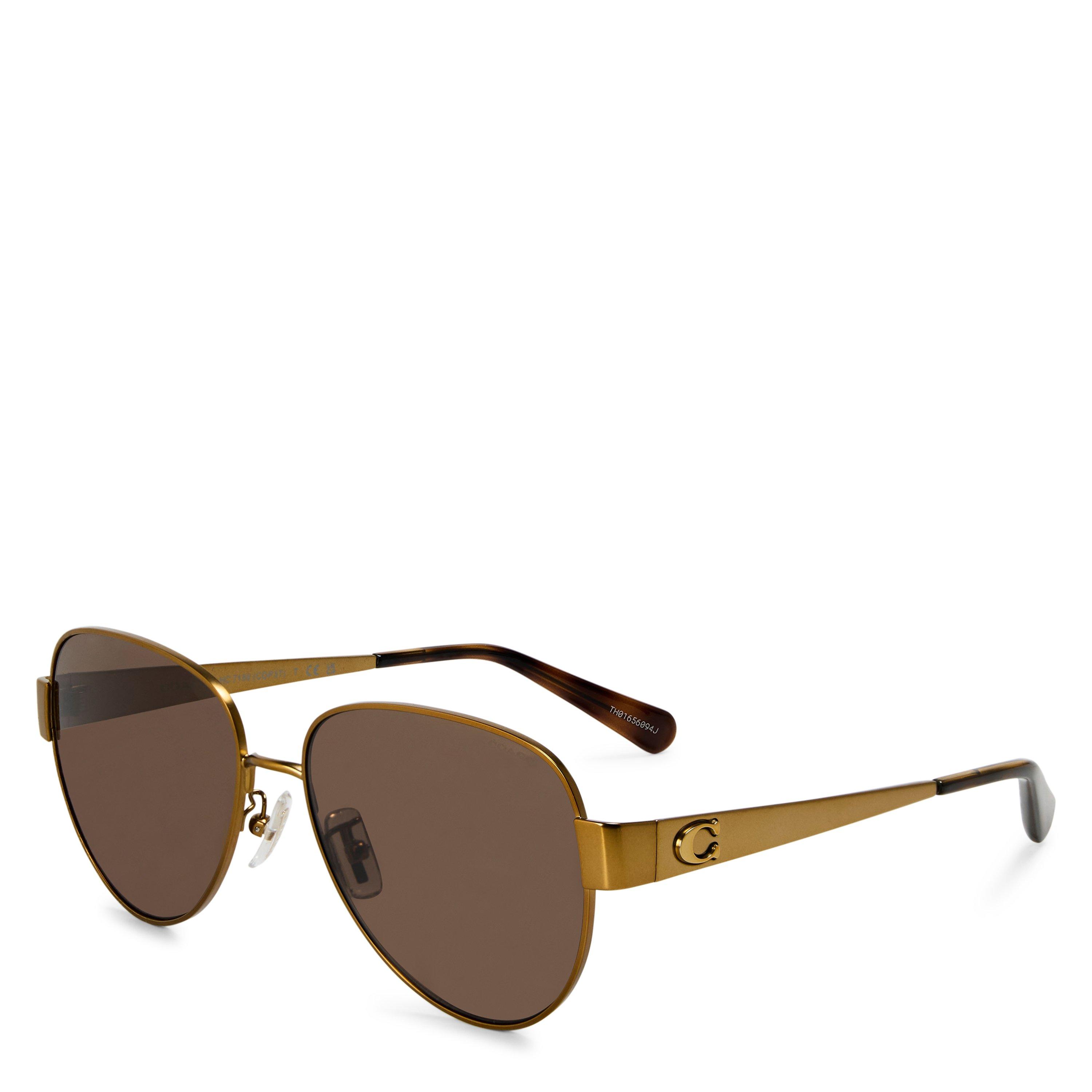 Brass/Brown - Coach - Women's 0HC7186 Round Sunglasses - 1