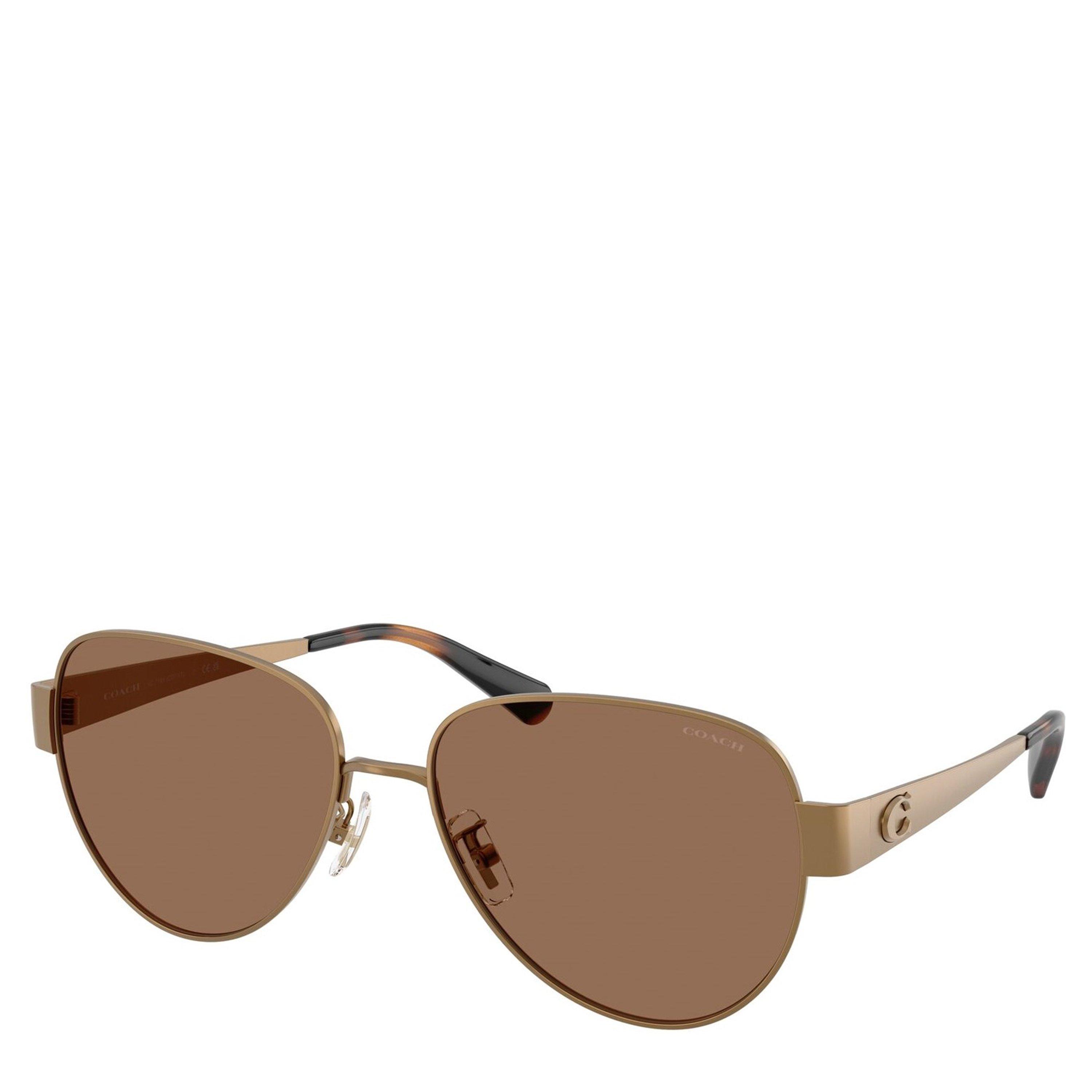 Brass/Brown - Coach - Women's 0HC7186 Round Sunglasses - 1
