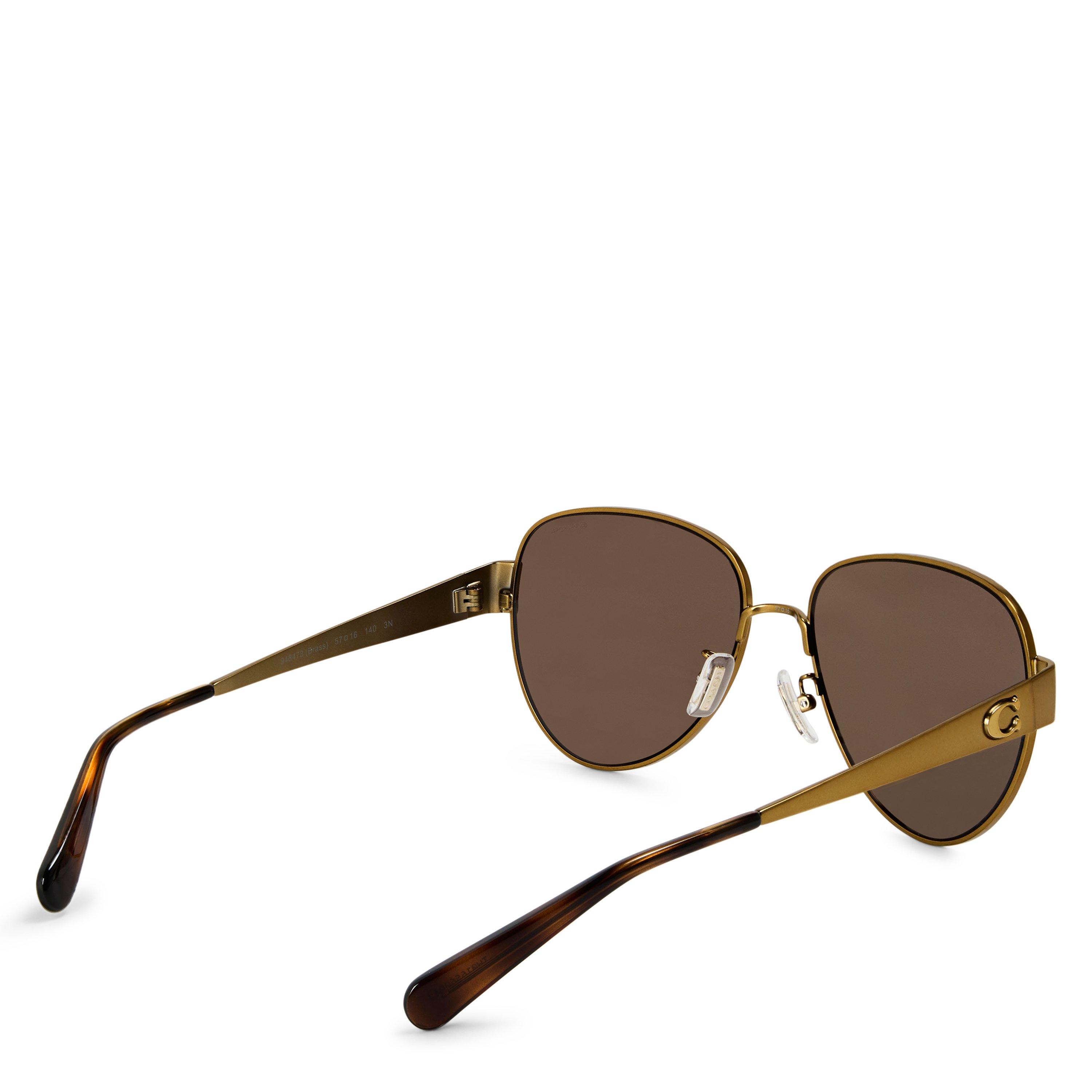 Brass/Brown - Coach - Women's 0HC7186 Round Sunglasses - 2