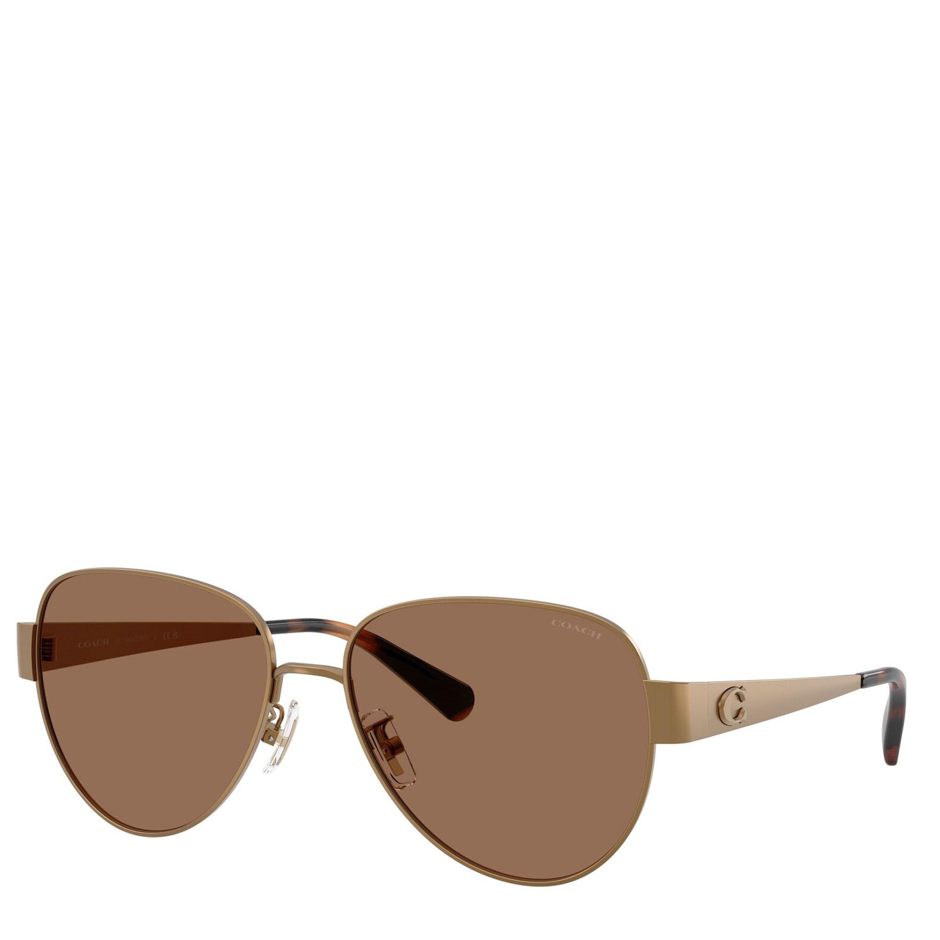 Brass/Brown - Coach - Women's 0HC7186 Round Sunglasses - 3