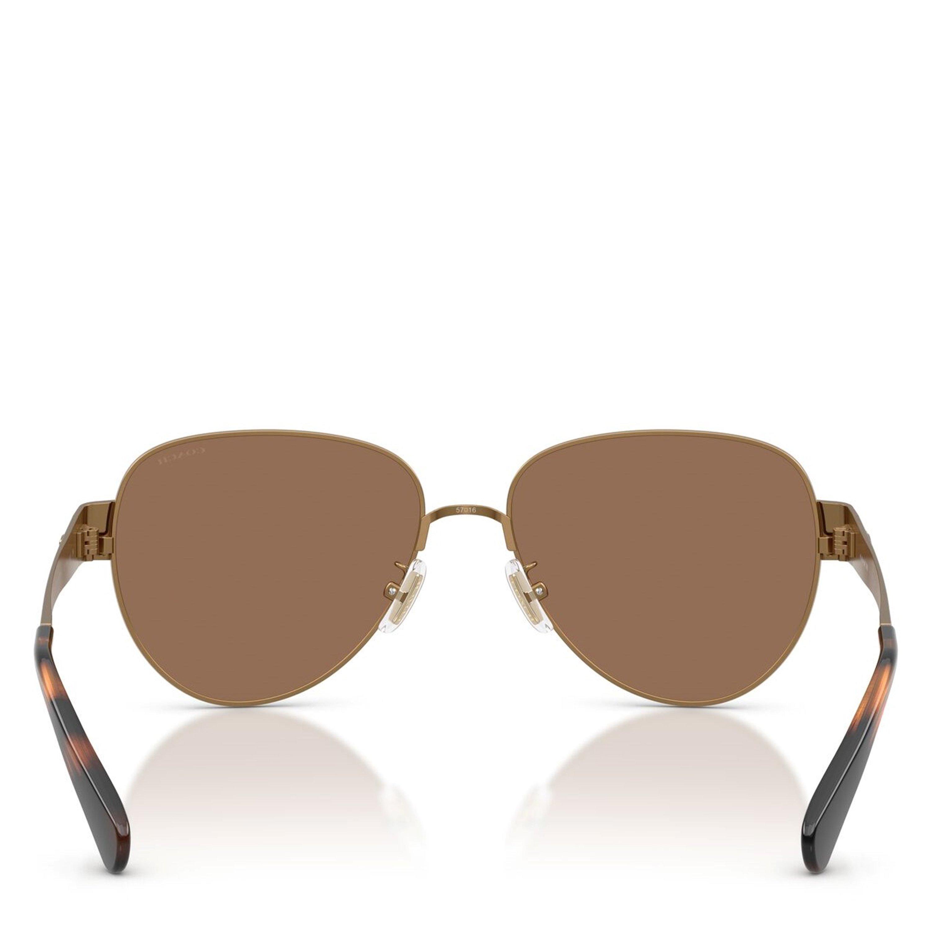Brass/Brown - Coach - Women's 0HC7186 Round Sunglasses - 4