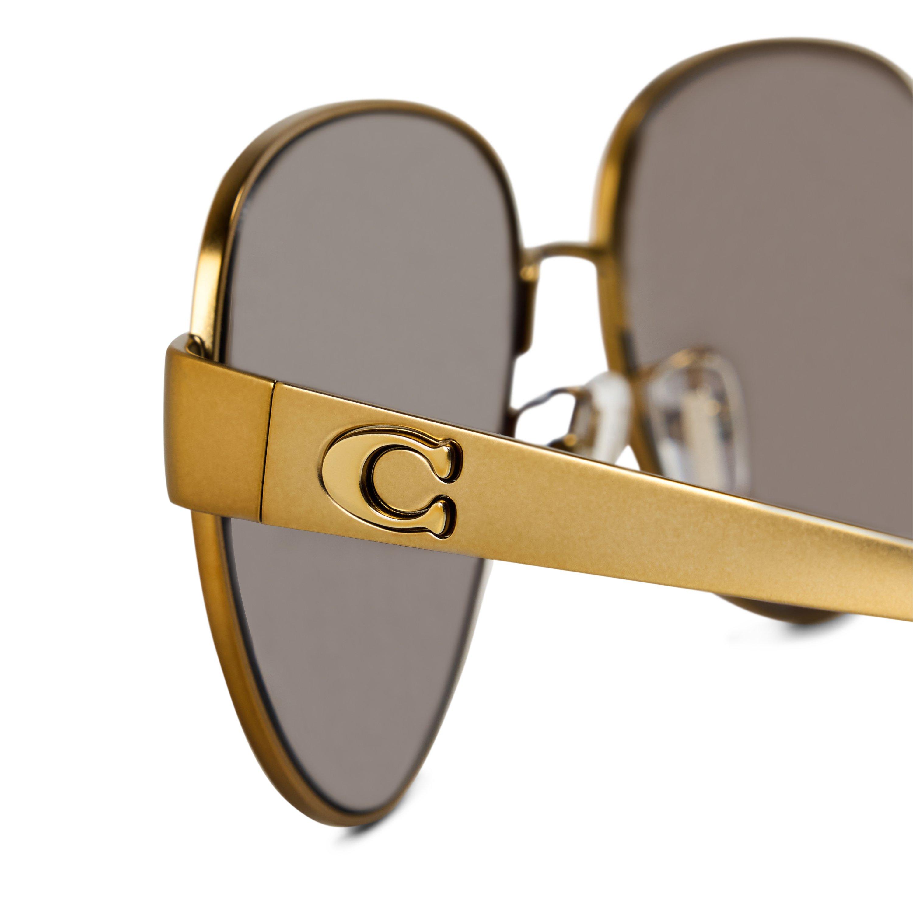 Brass/Brown - Coach - Women's 0HC7186 Round Sunglasses - 3