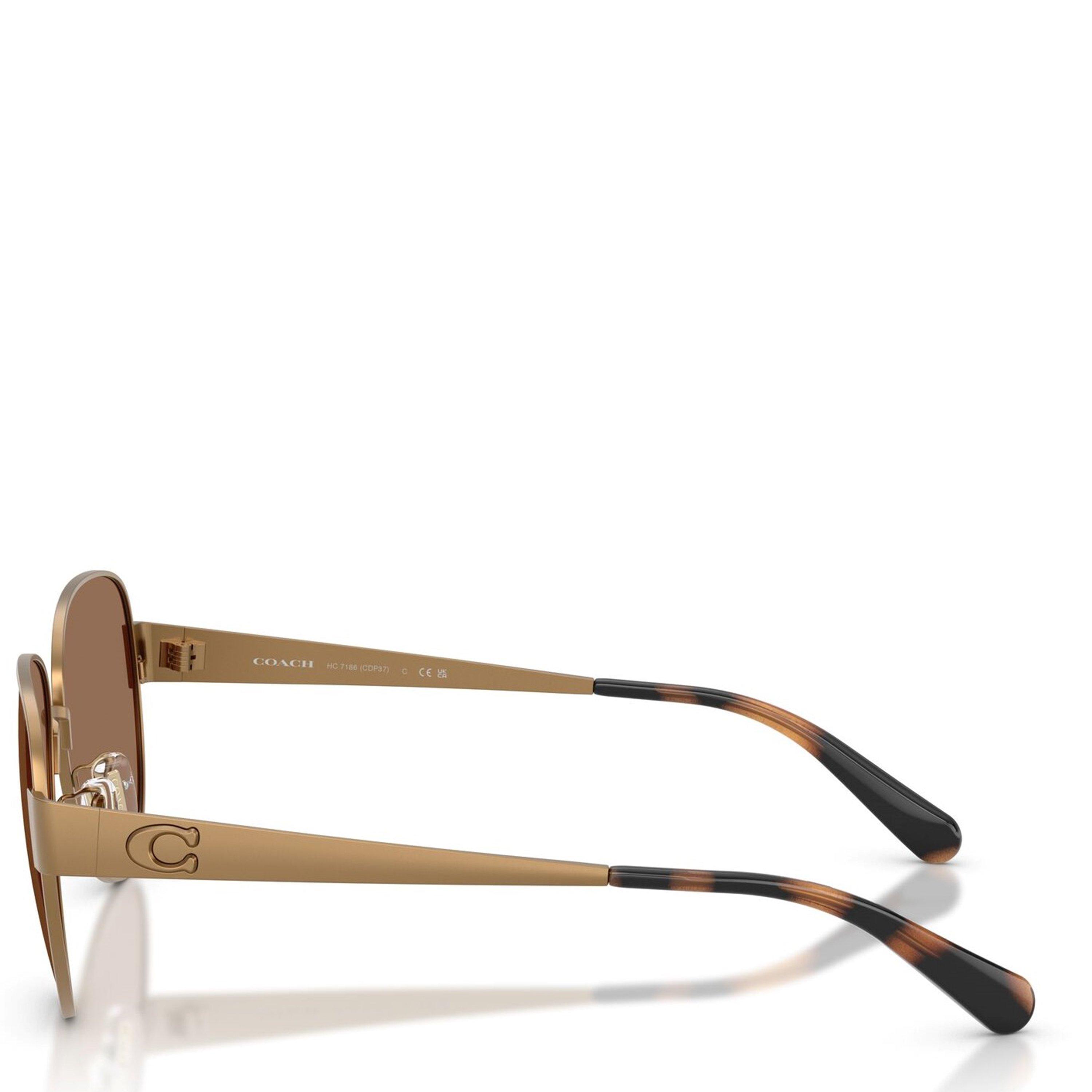 Brass/Brown - Coach - Women's 0HC7186 Round Sunglasses - 7