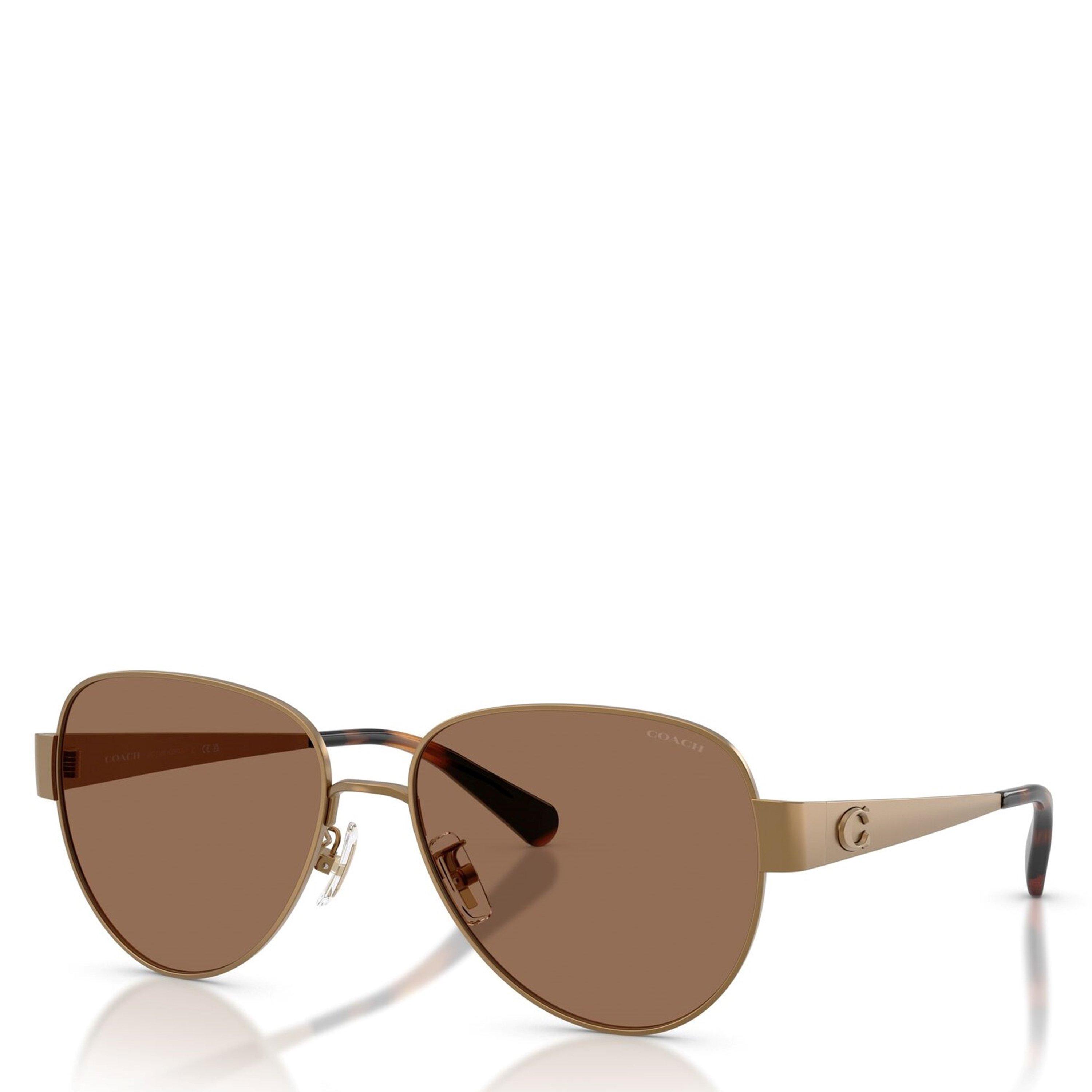 Brass/Brown - Coach - Women's 0HC7186 Round Sunglasses - 8