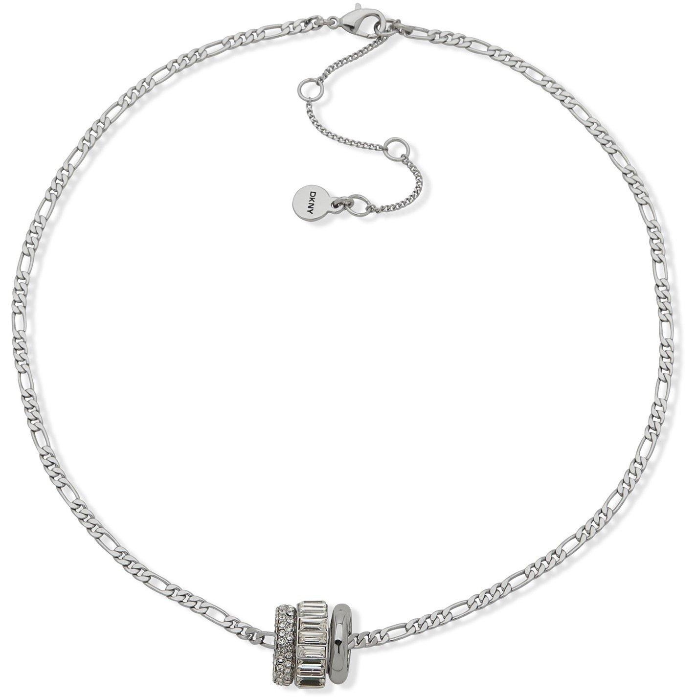 Dkny Women's Baguette & Polished Rondelle Figaro Link Pendant Necklace - Rhdcry