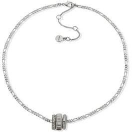 DKNY Baguette And Polished Rondelle Figaro Link Pendant Necklace