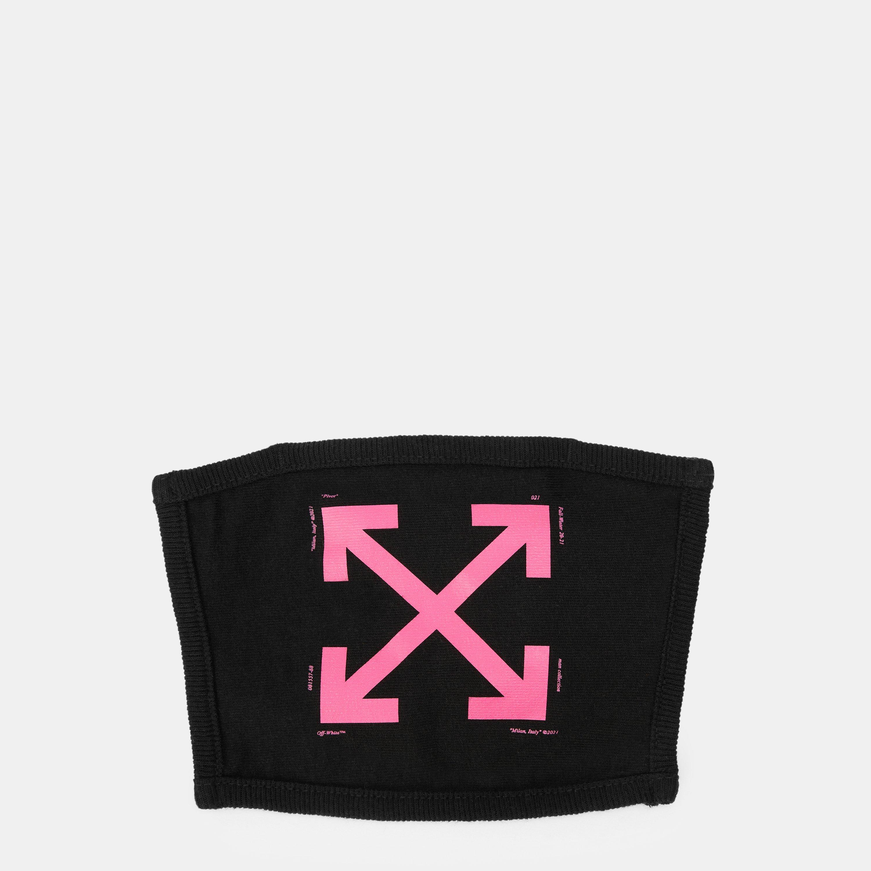 Off White Men's Diagonal Stripe Adjustable Face Mask - Black/Fuchsia