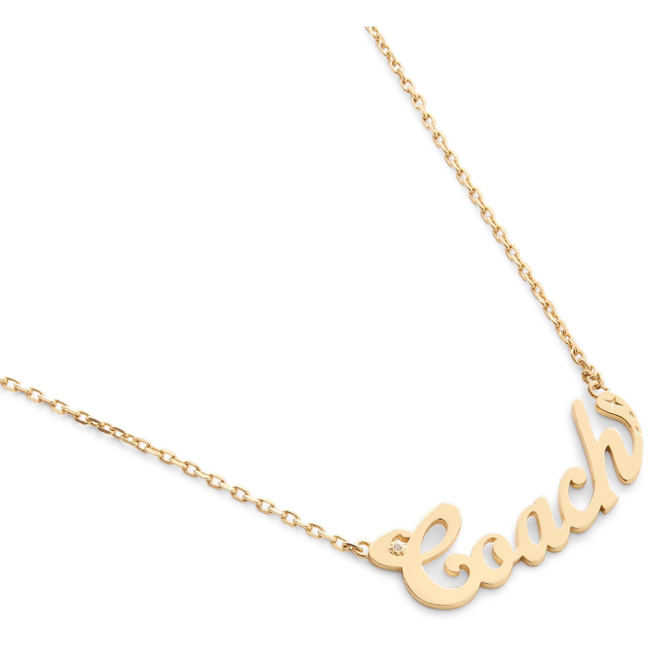 gold - Coach - COACH SIGNATURE NAME PLATE PENDANT NECKLACE - 3