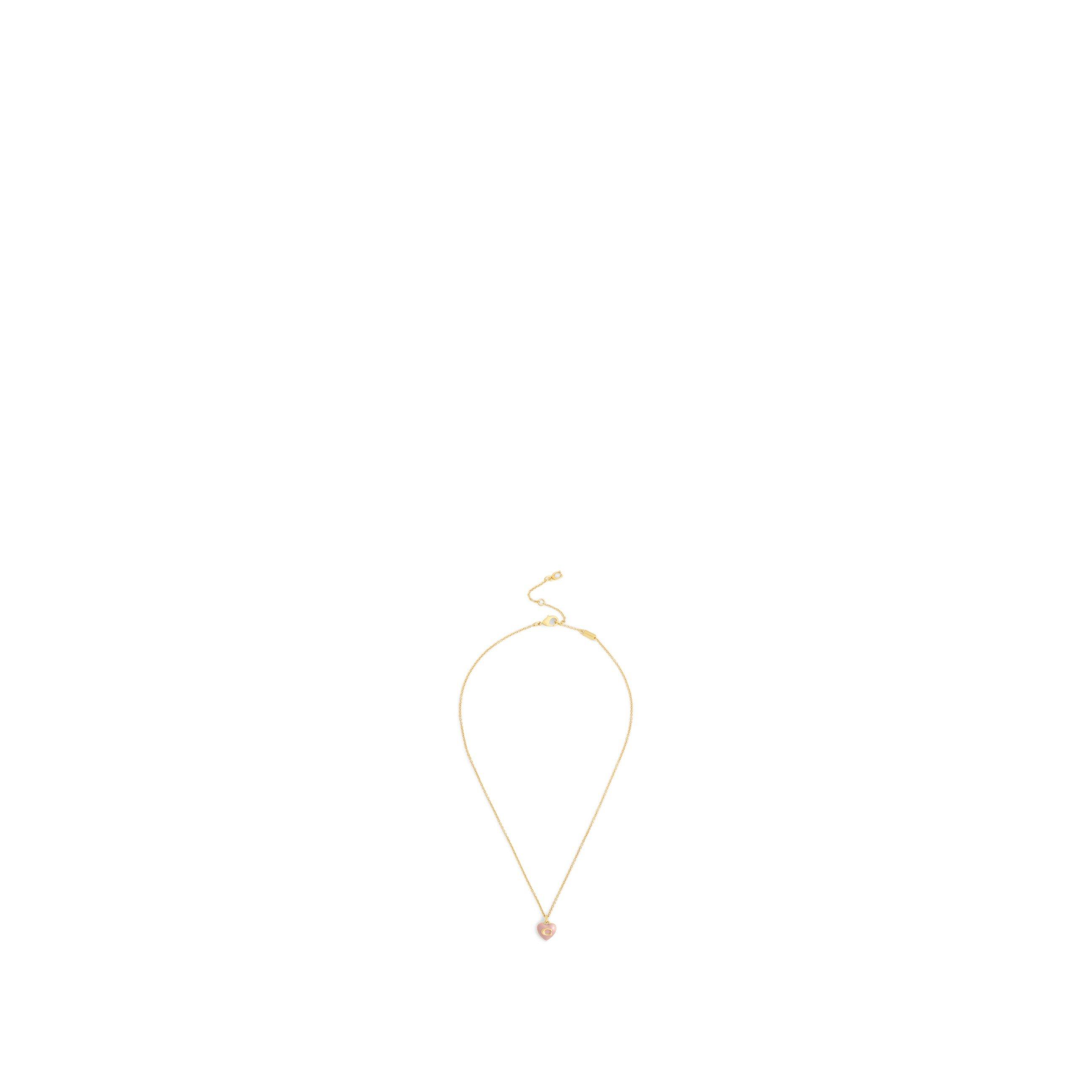 light pink - Coach - Women's Heart Pearl Gold Pendant Necklace - 1