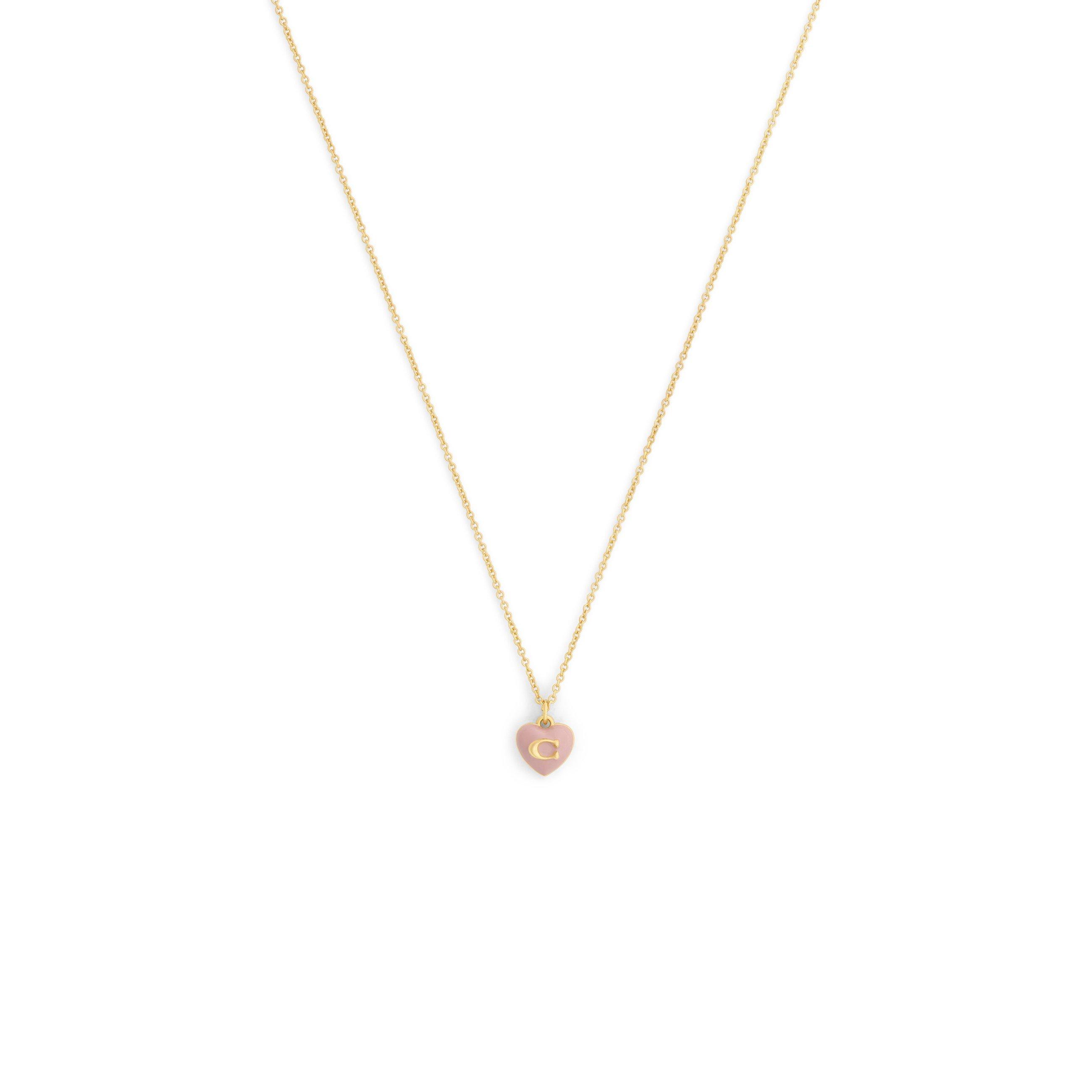 light pink - Coach - Women's Heart Pearl Gold Pendant Necklace - 2