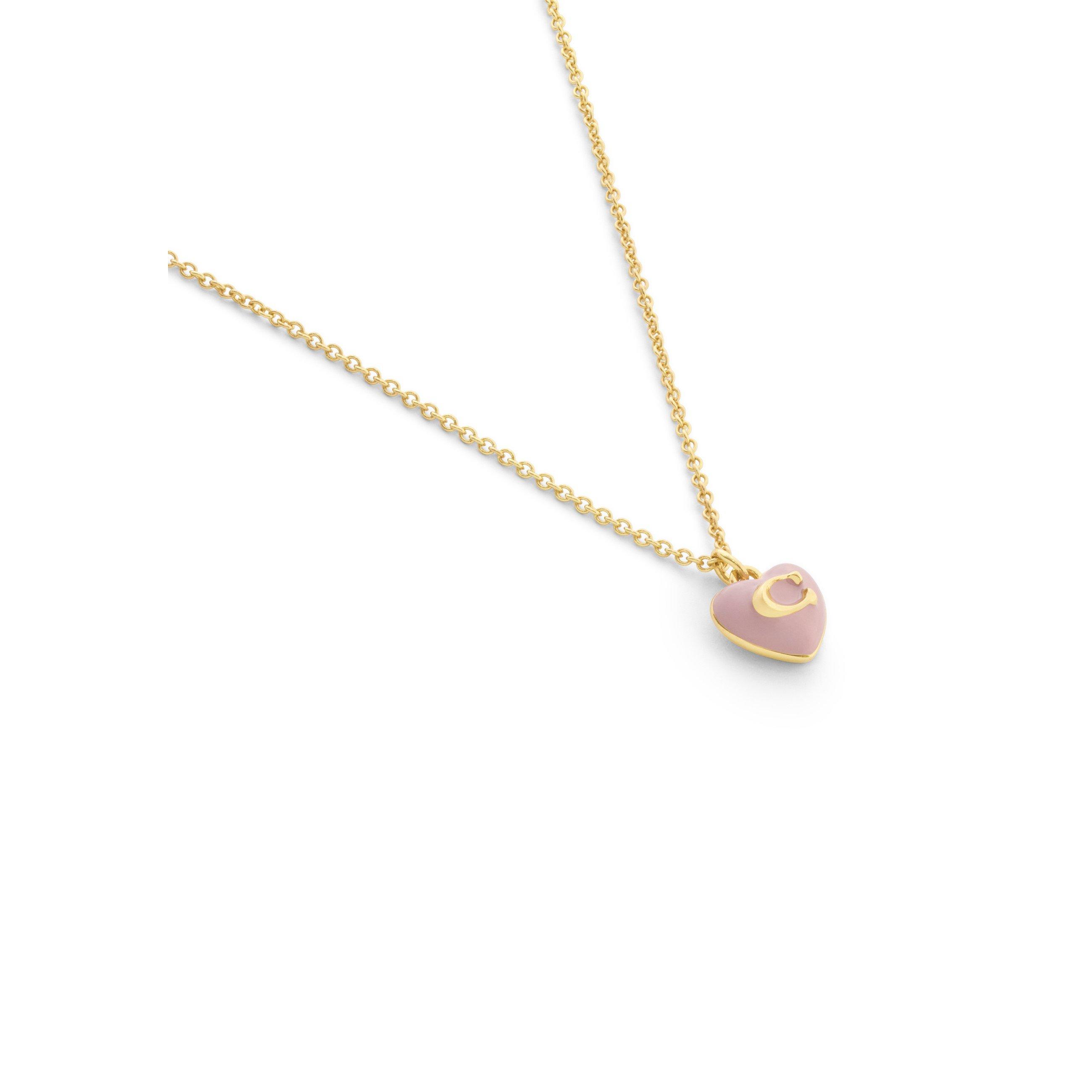 light pink - Coach - Women's Heart Pearl Gold Pendant Necklace - 3