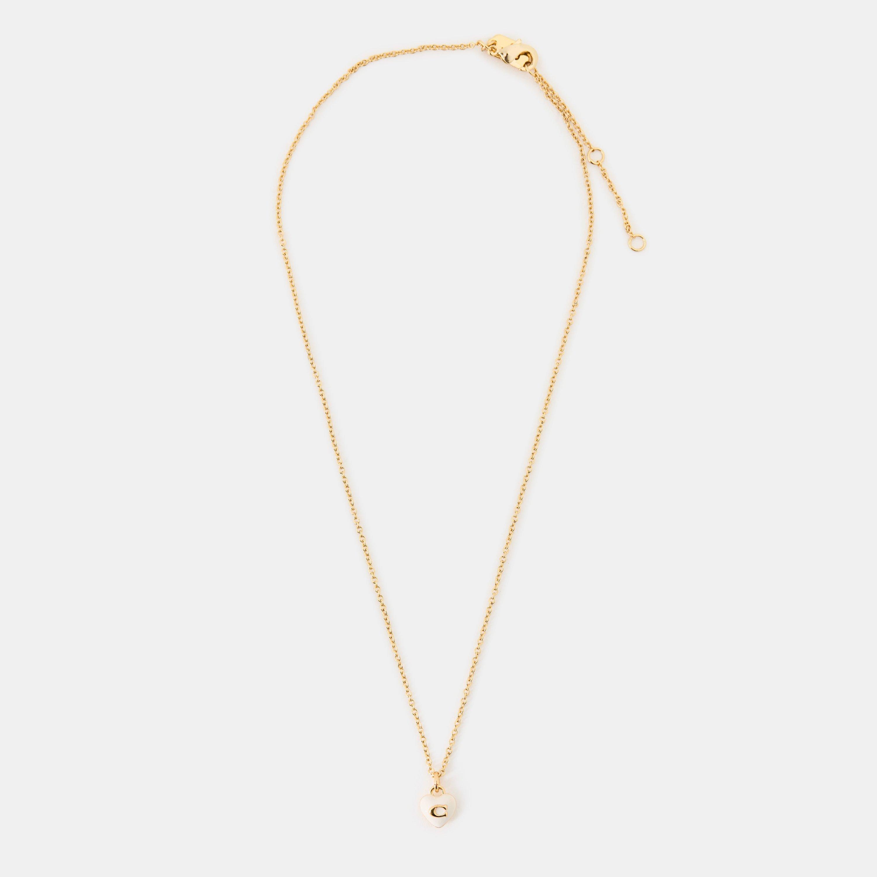 white/gold - Coach - Women's Heart Pearl Gold Pendant Necklace - 2