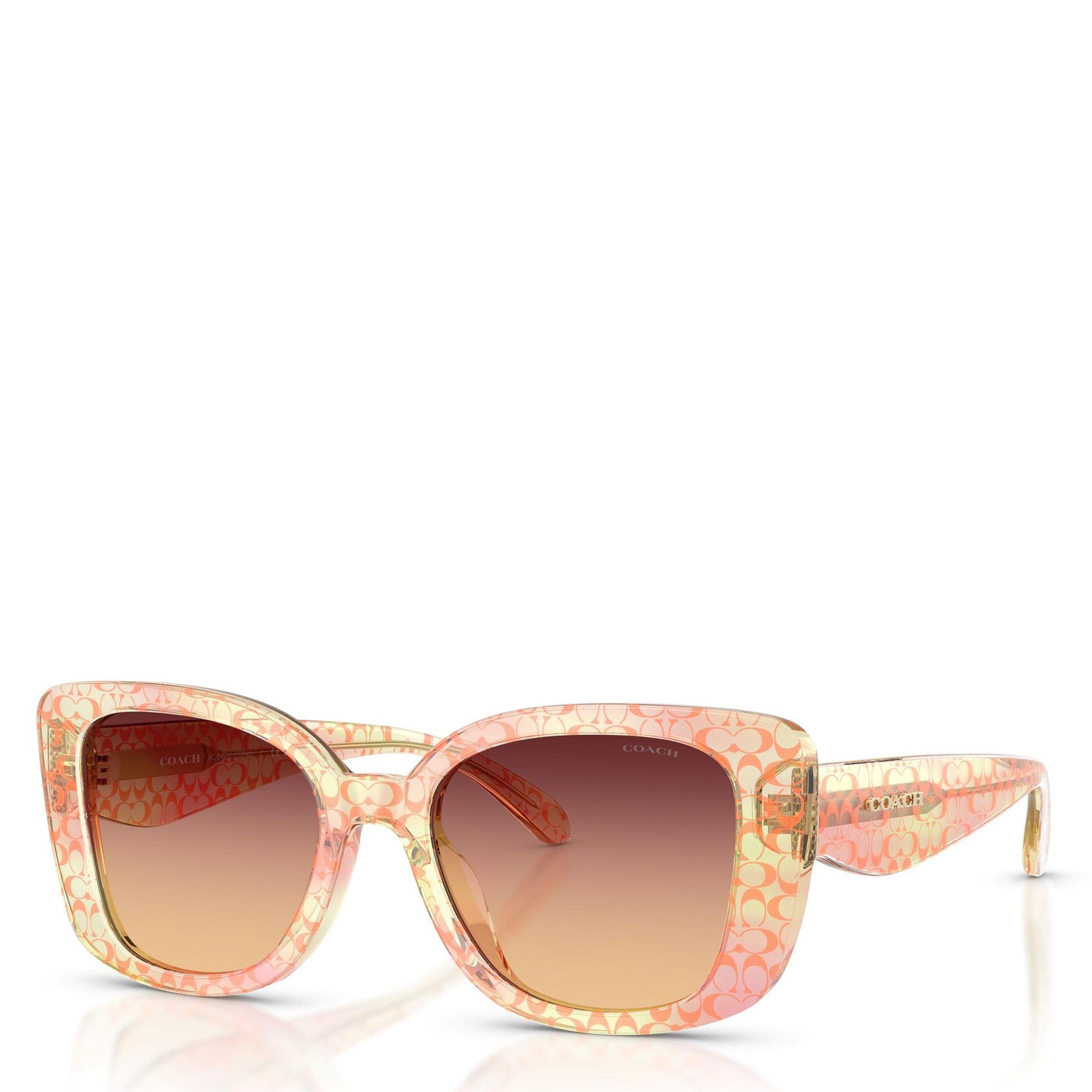 Peach/Burgundy - Coach - Women's 0HC8450U Oversized Sunglasses - 8