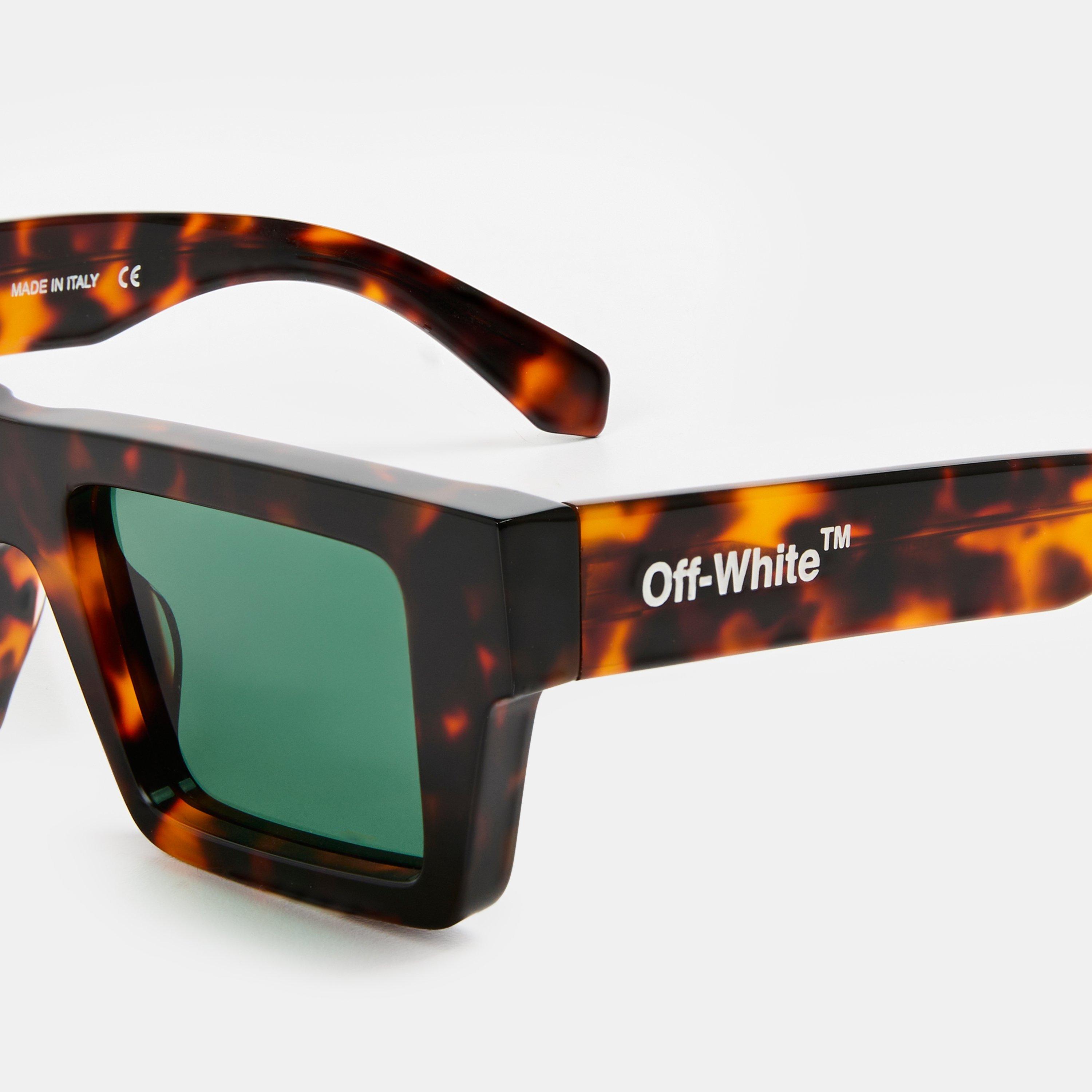 Havana/Green - Off White - Unisex Square Sunglasses, Square Design - 3